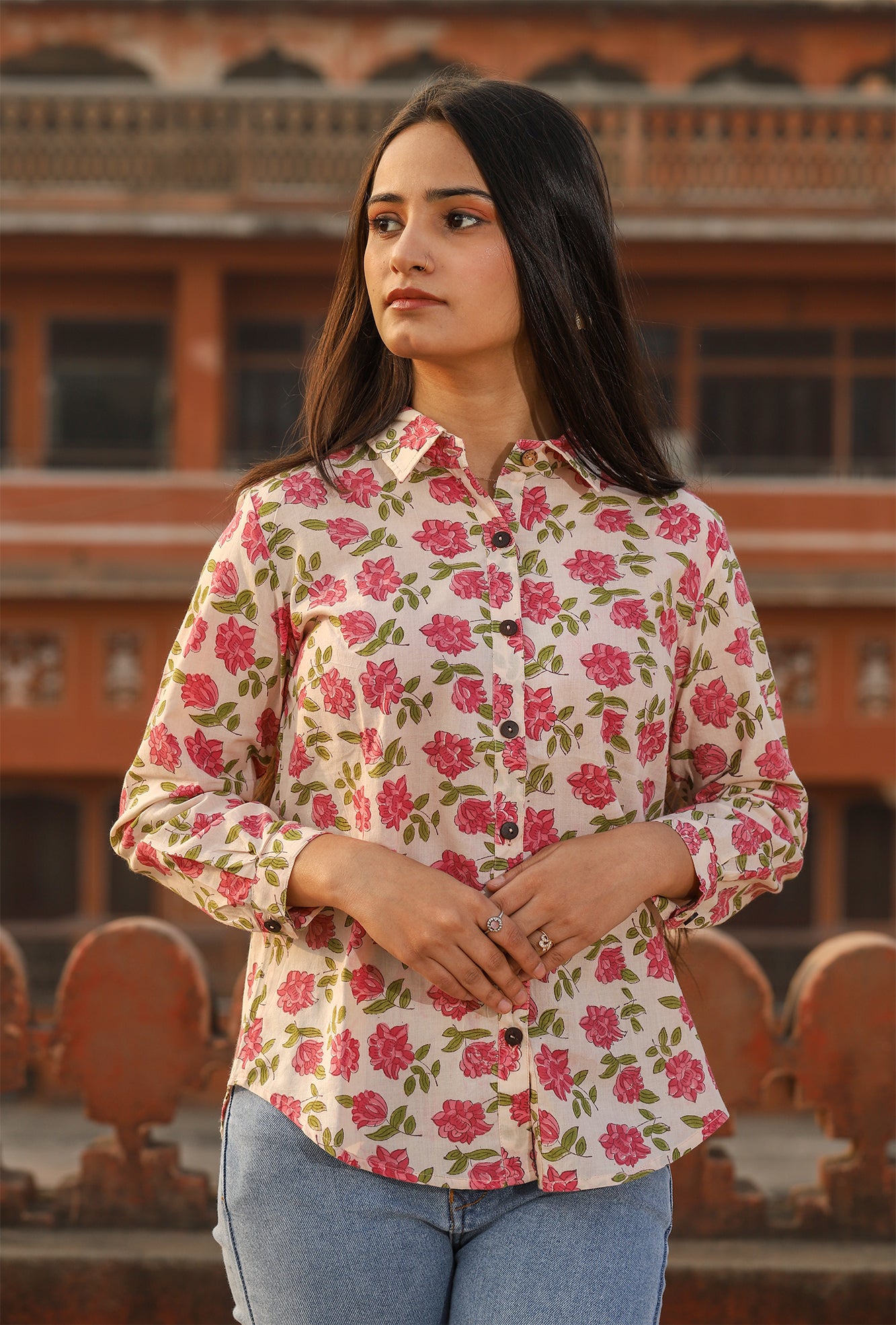 Rose flower printed store shirts