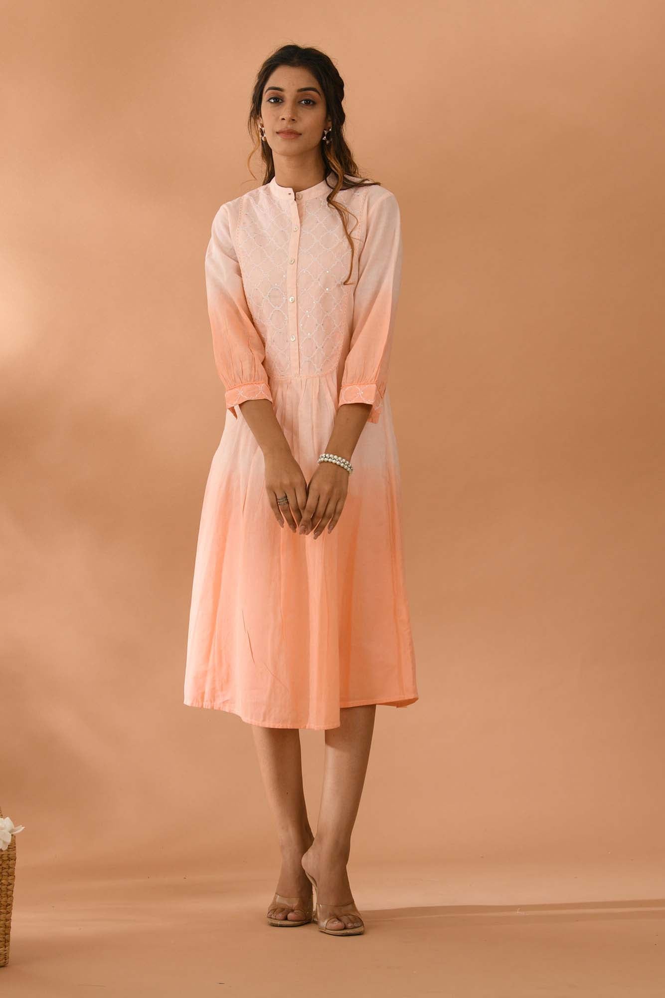 Peach color 2024 women's dress