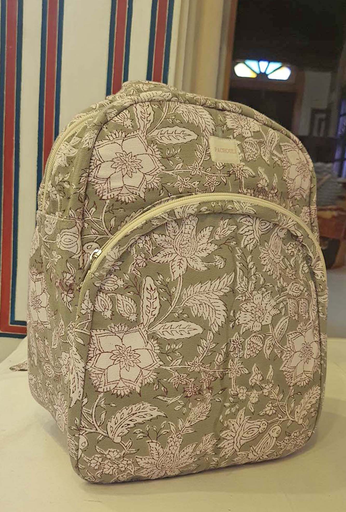 School Bag Grey Floral