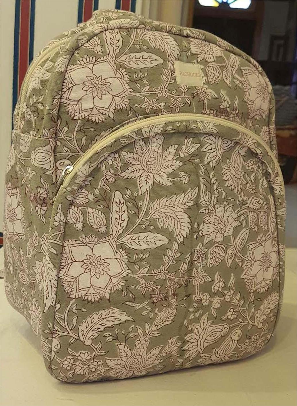 School Bag Grey Floral