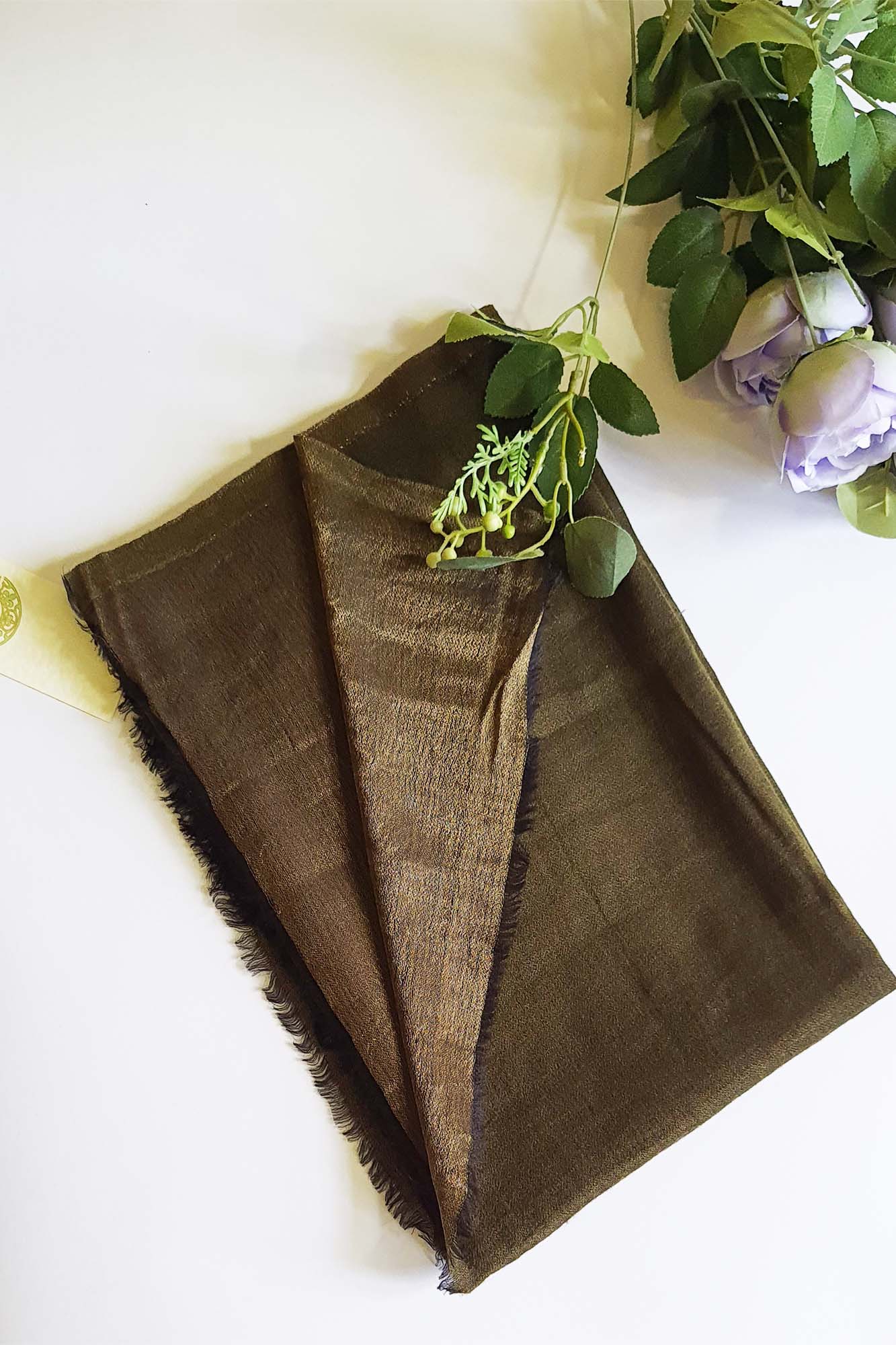 Women Pashmina Stole Olive Green Reversible