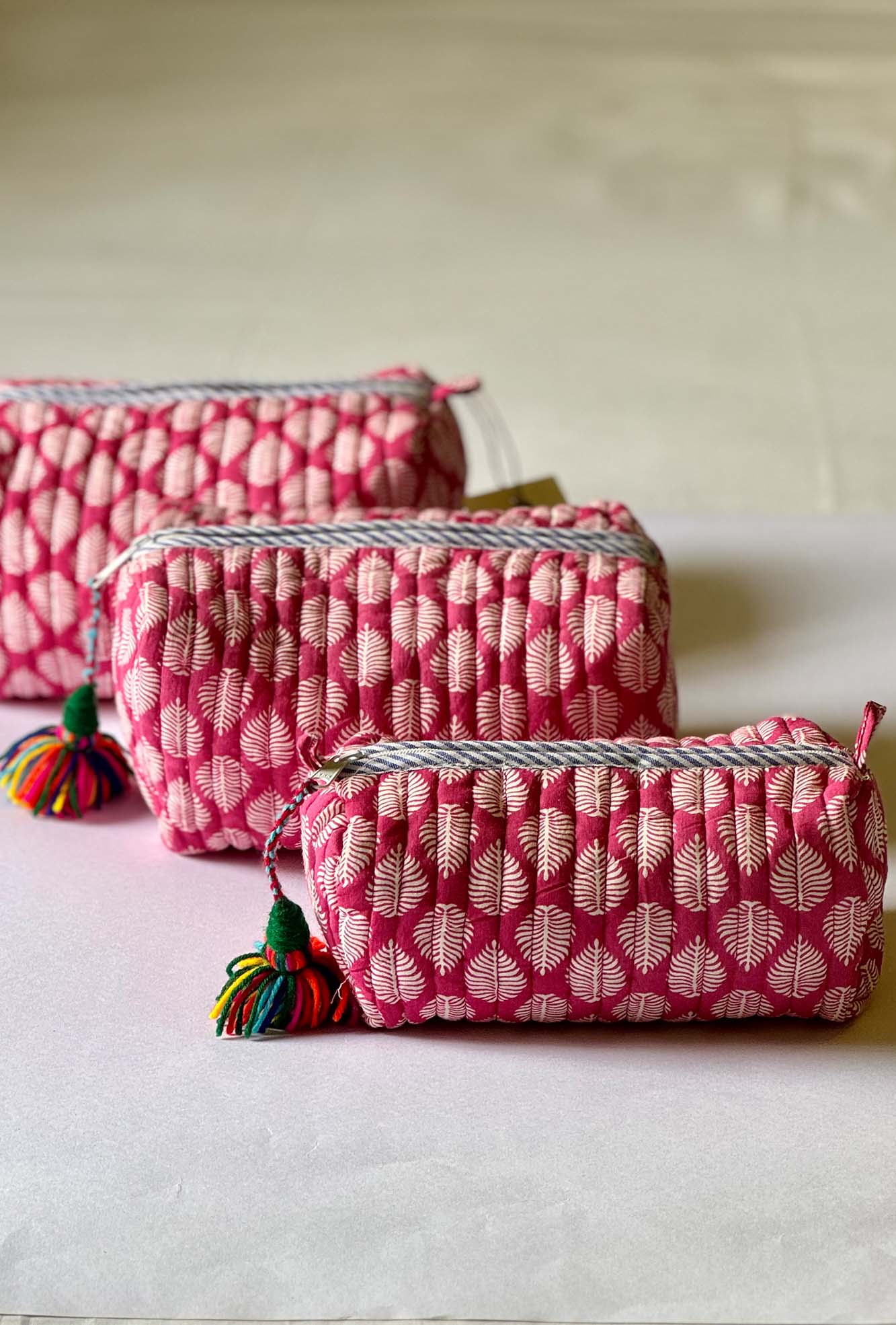 Pink Leaf Pouch Set of 3 - Drum