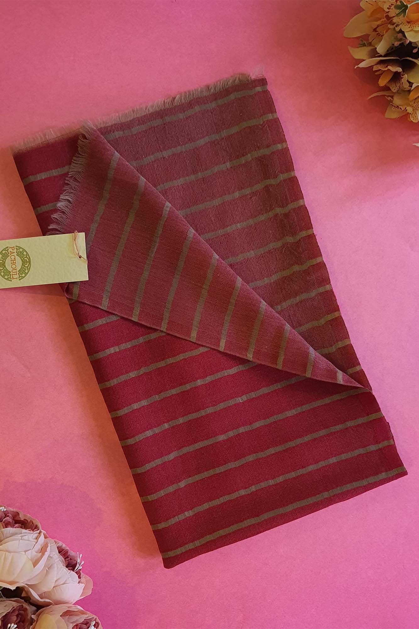 Women Pashmina Striped Maroon