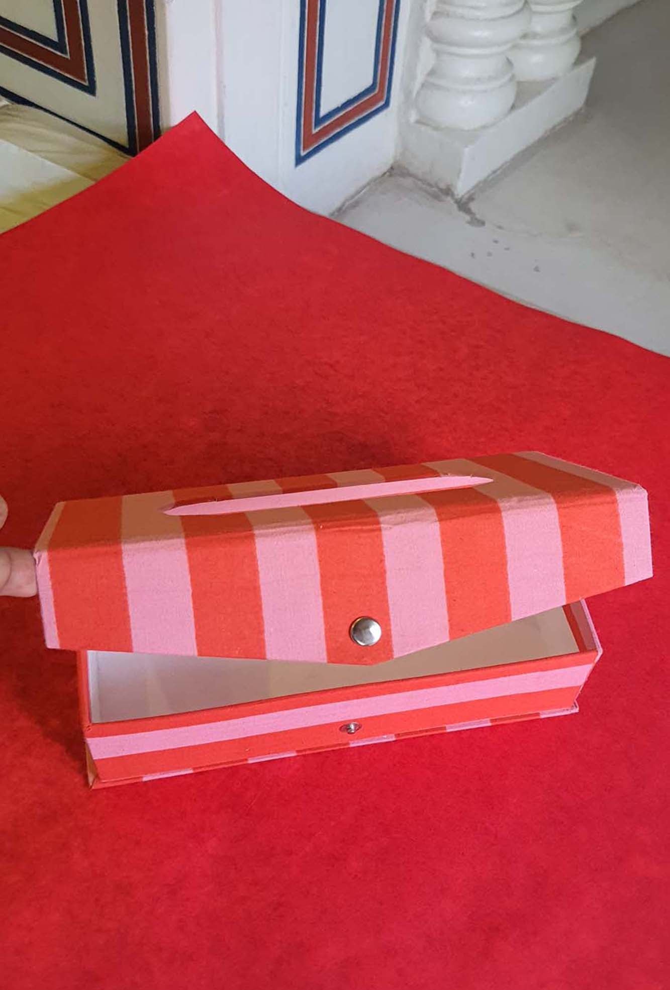 Tissue Box Pink Striped