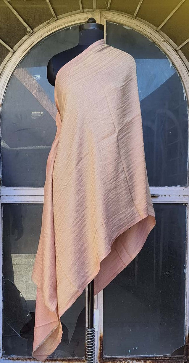 Women Pashmina Stole Peach Plain Reversible