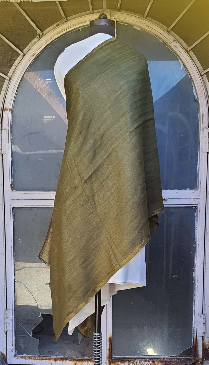 Women Pashmina Stole Olive Green Reversible