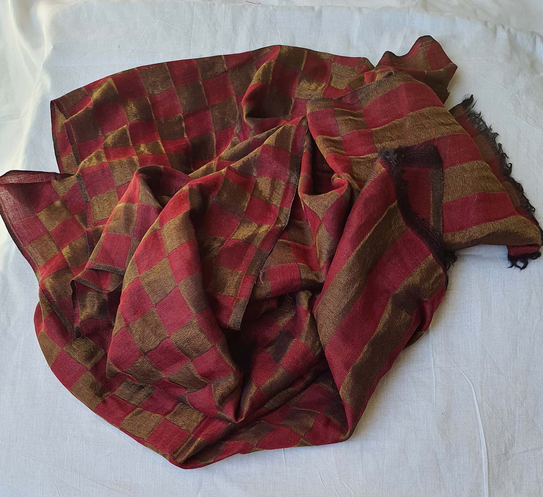 Women Pashmina Stole Checkered Red