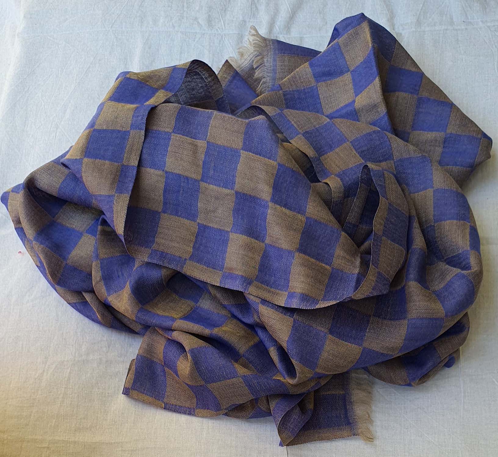 Women Pashmina Stole Checkered Blue