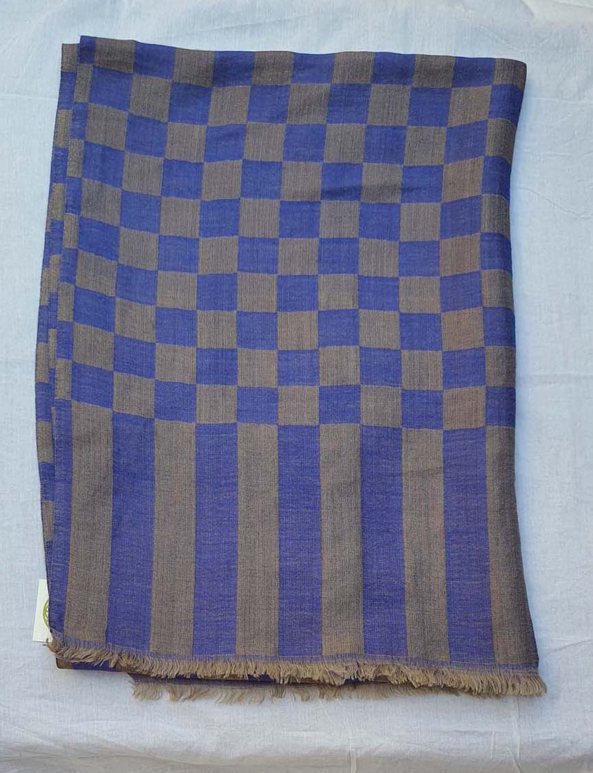 Women Pashmina Stole Checkered Blue