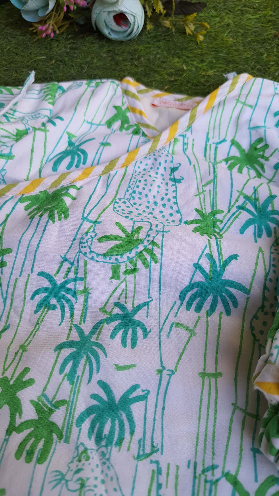 Infants Winter Top With Pajama Palm Tree Green