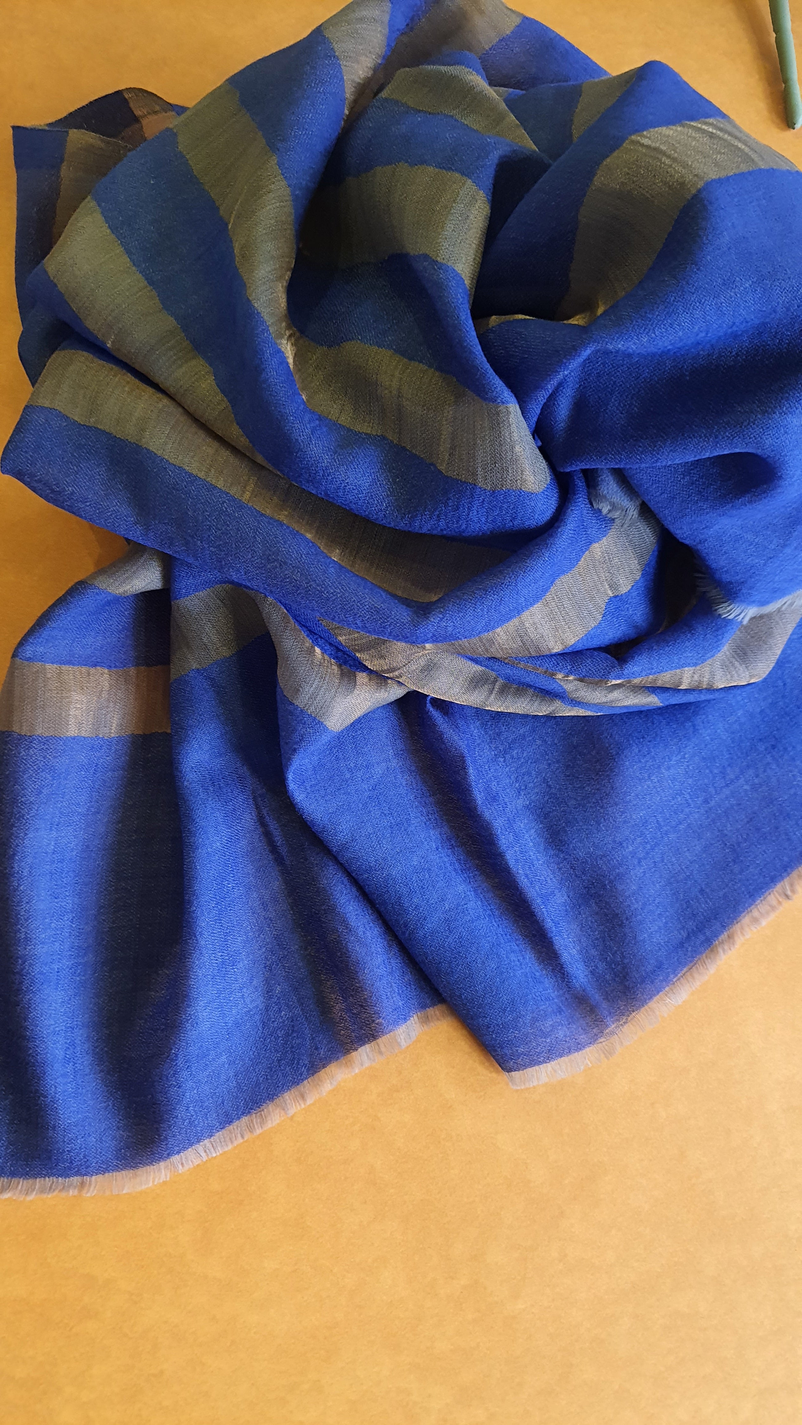 Women Pashmina Stole Striped Blue