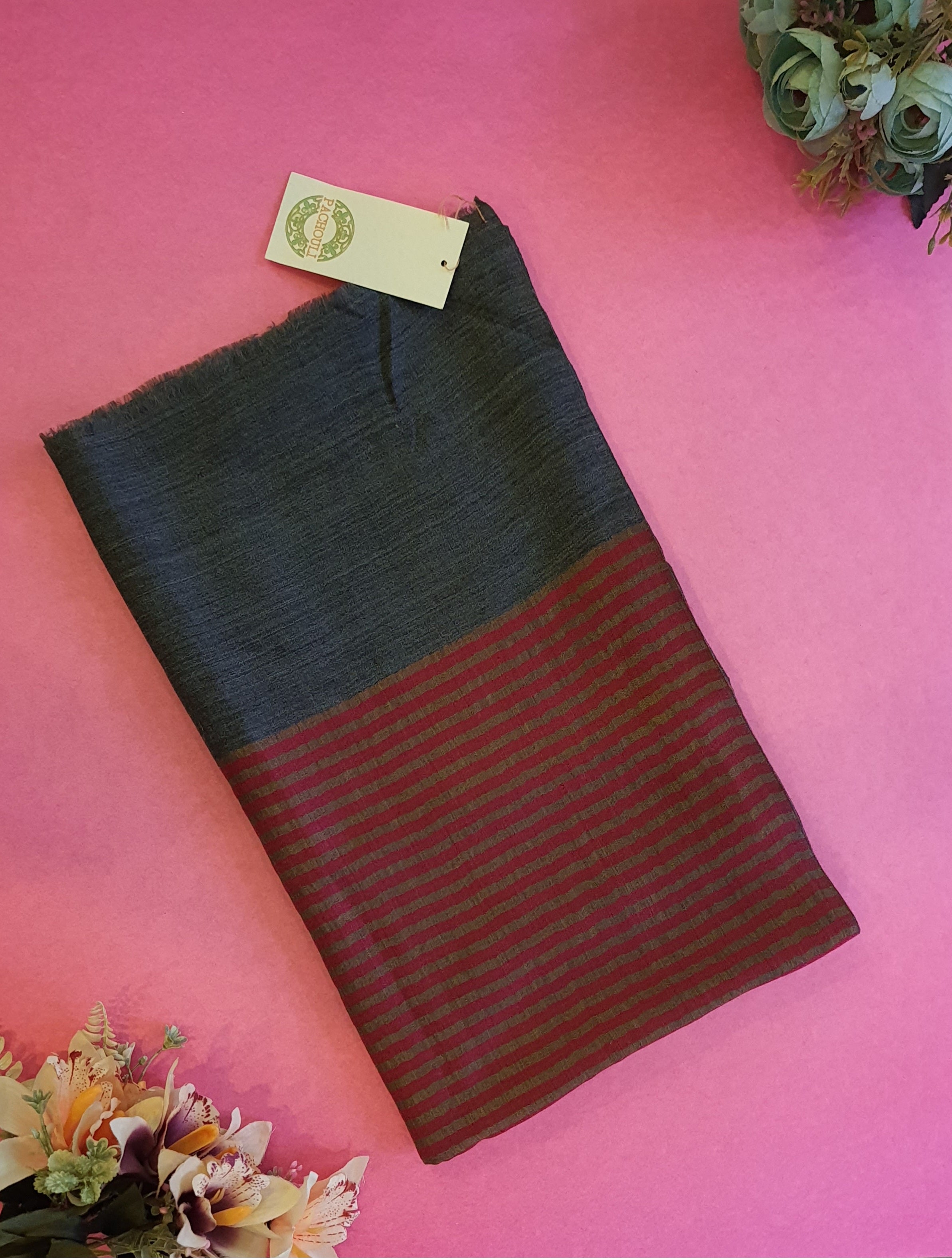 Women Pashmina Striped Maroon