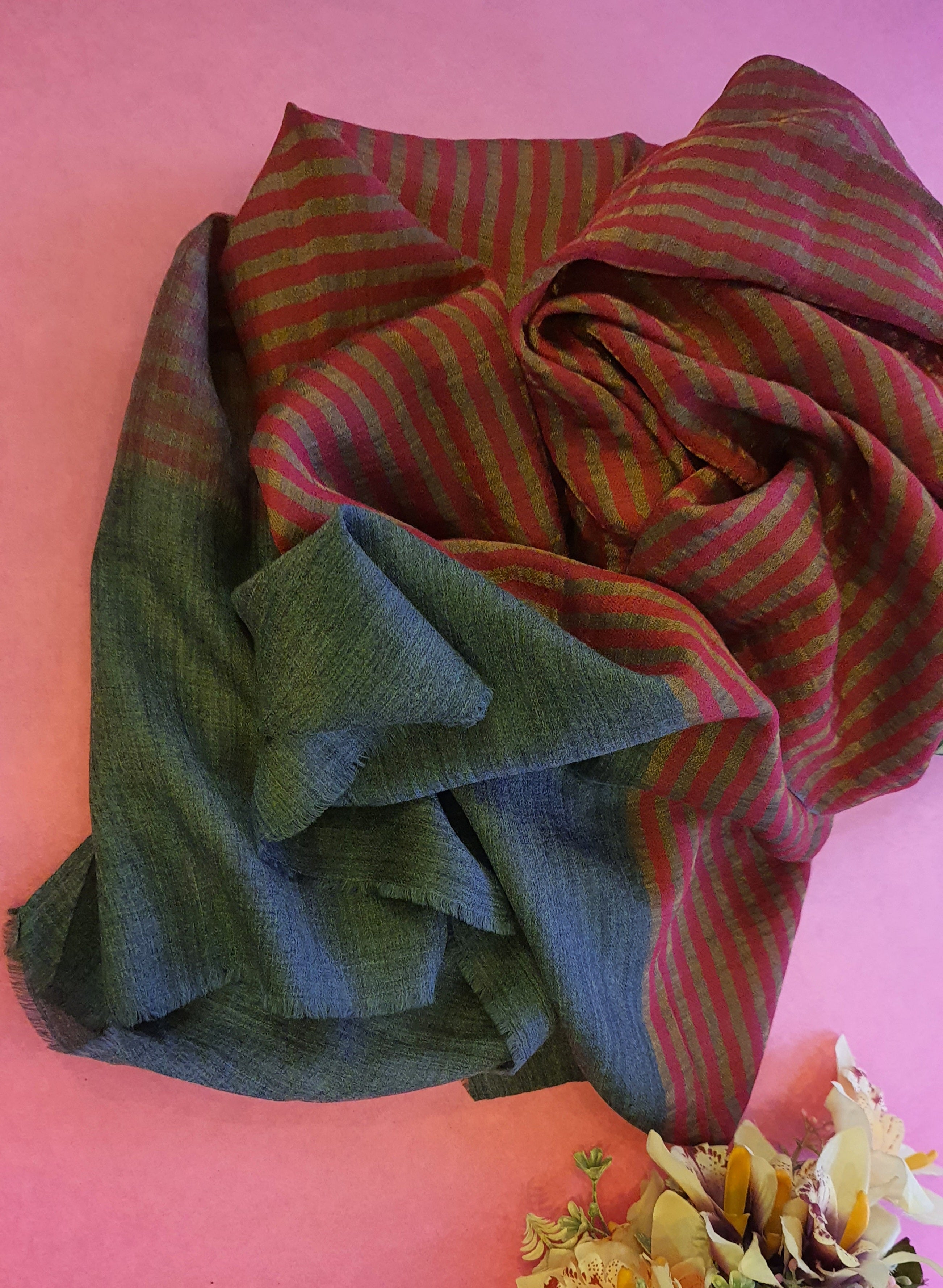 Women Pashmina Striped Maroon