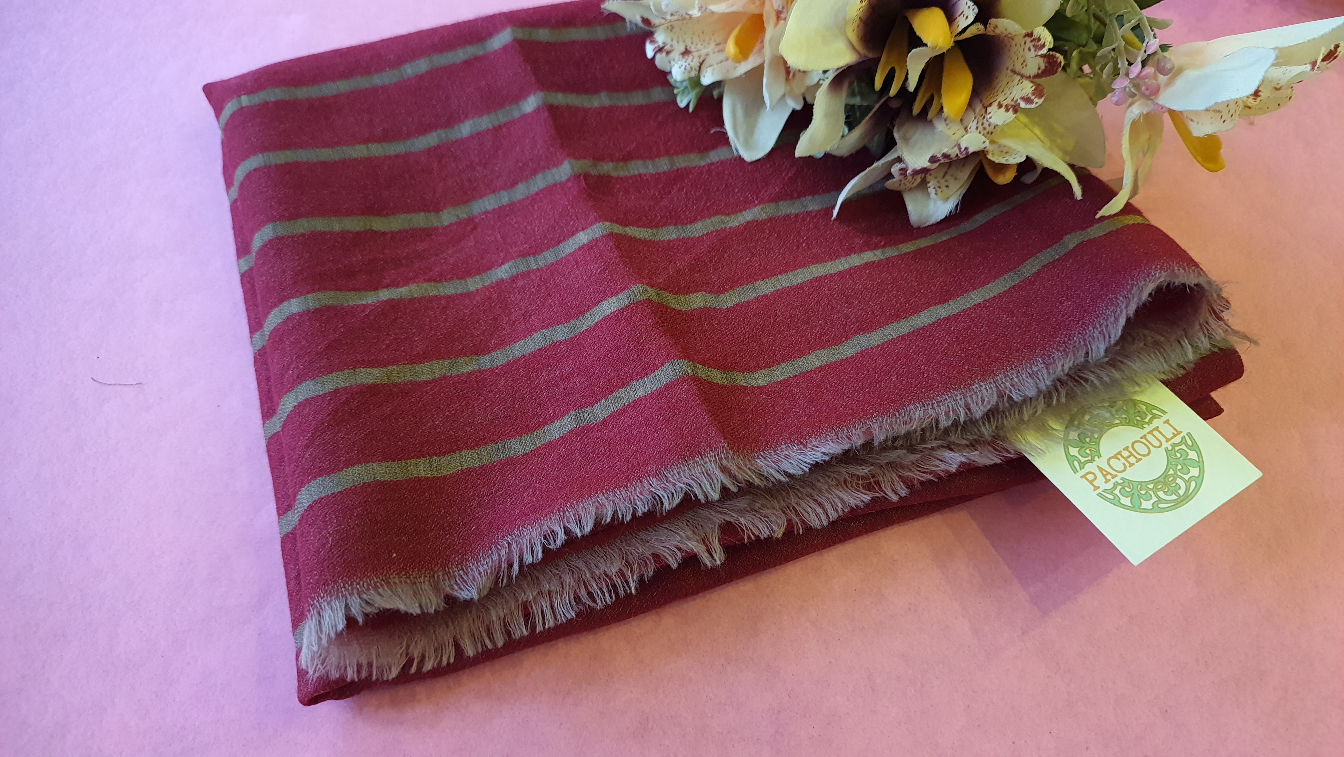 Women Pashmina Striped Maroon