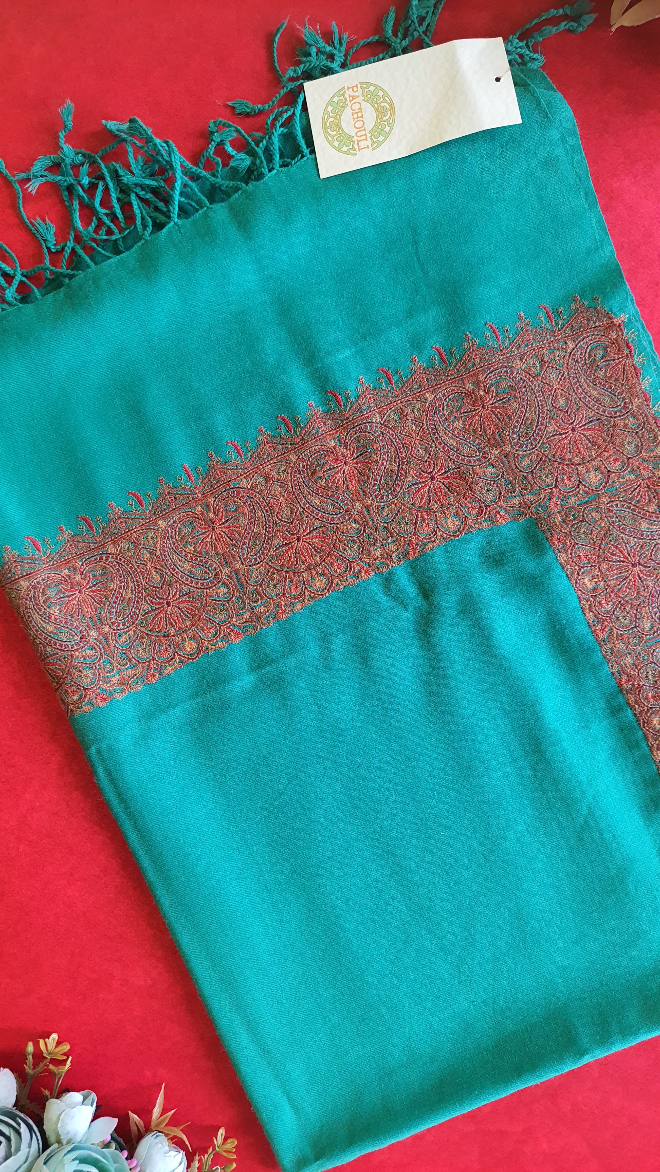 Women Pashmina Embroidered Teal