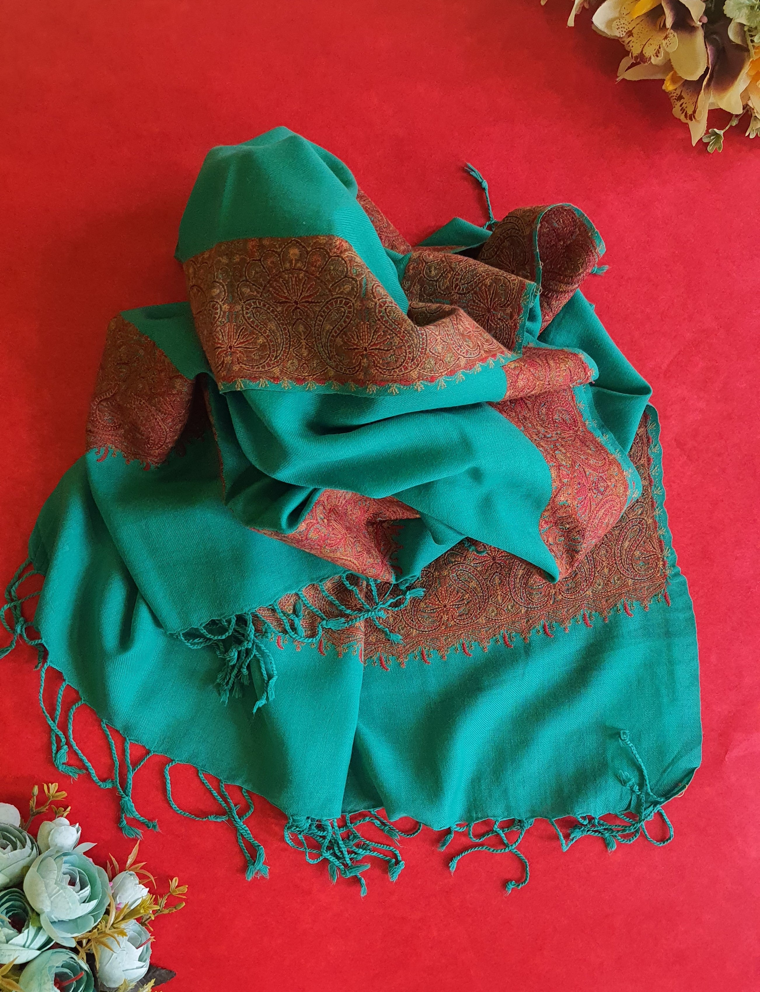 Women Pashmina Embroidered Teal