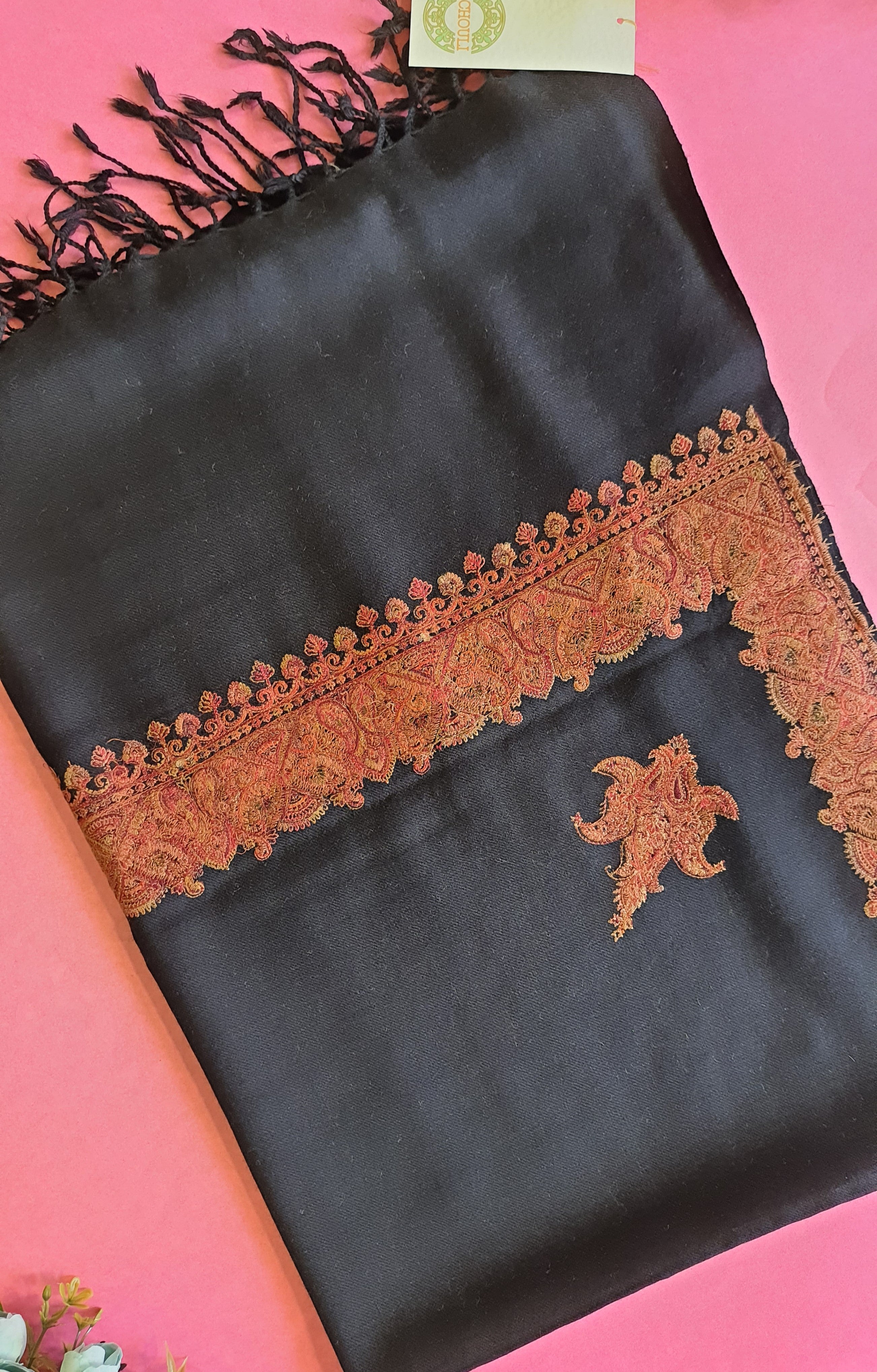 Women Pashmina Palla Buti Black