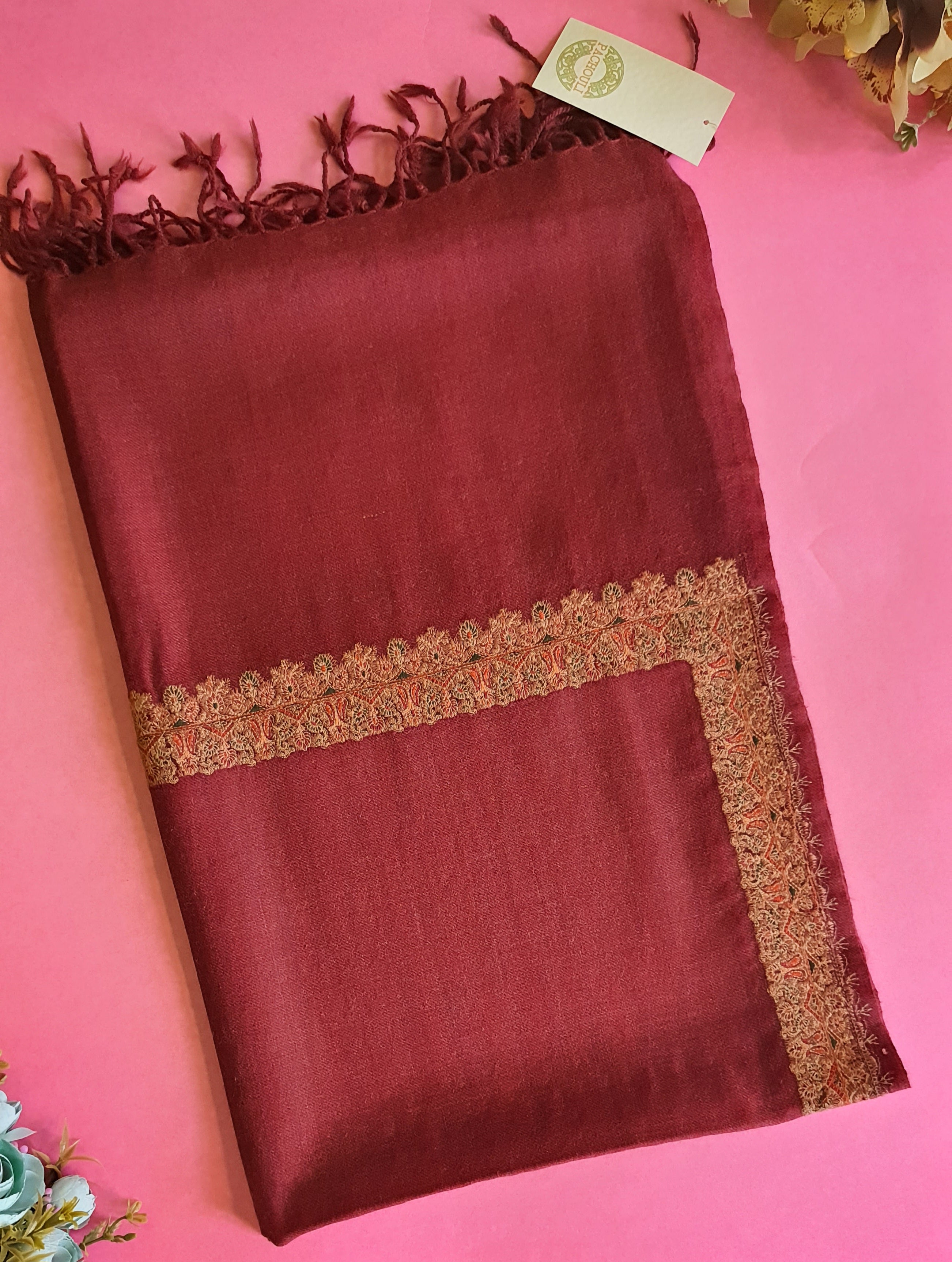 Women Pashmina Palla Buti Maroon