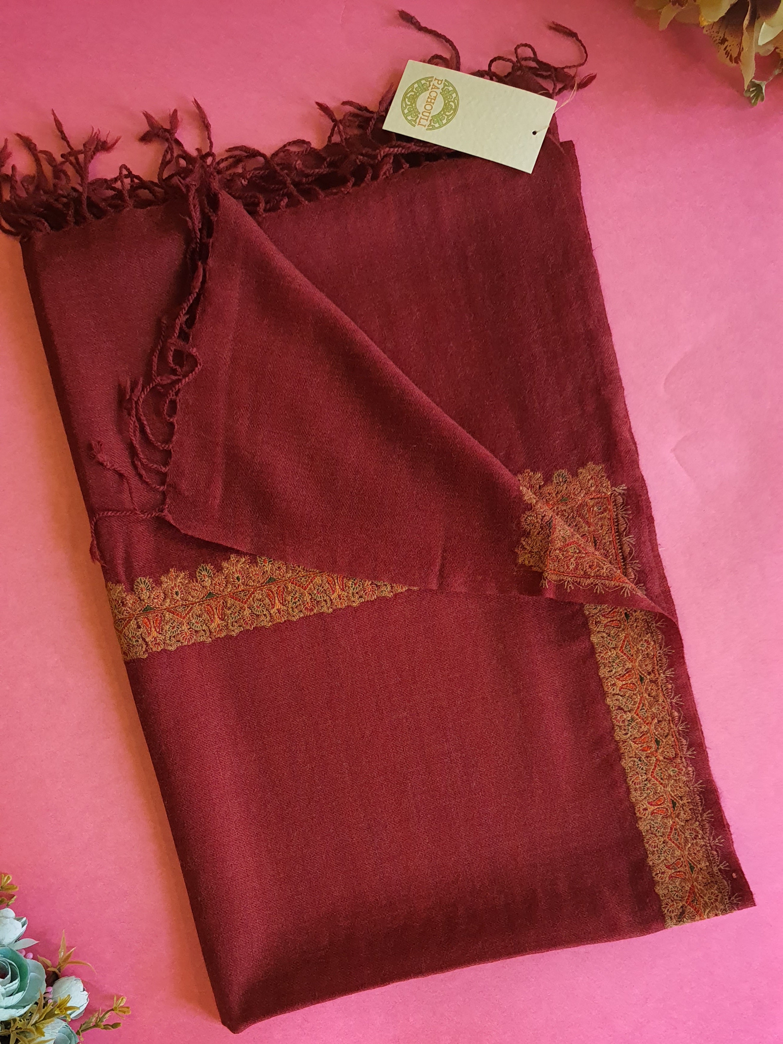 Women Pashmina Palla Buti Maroon