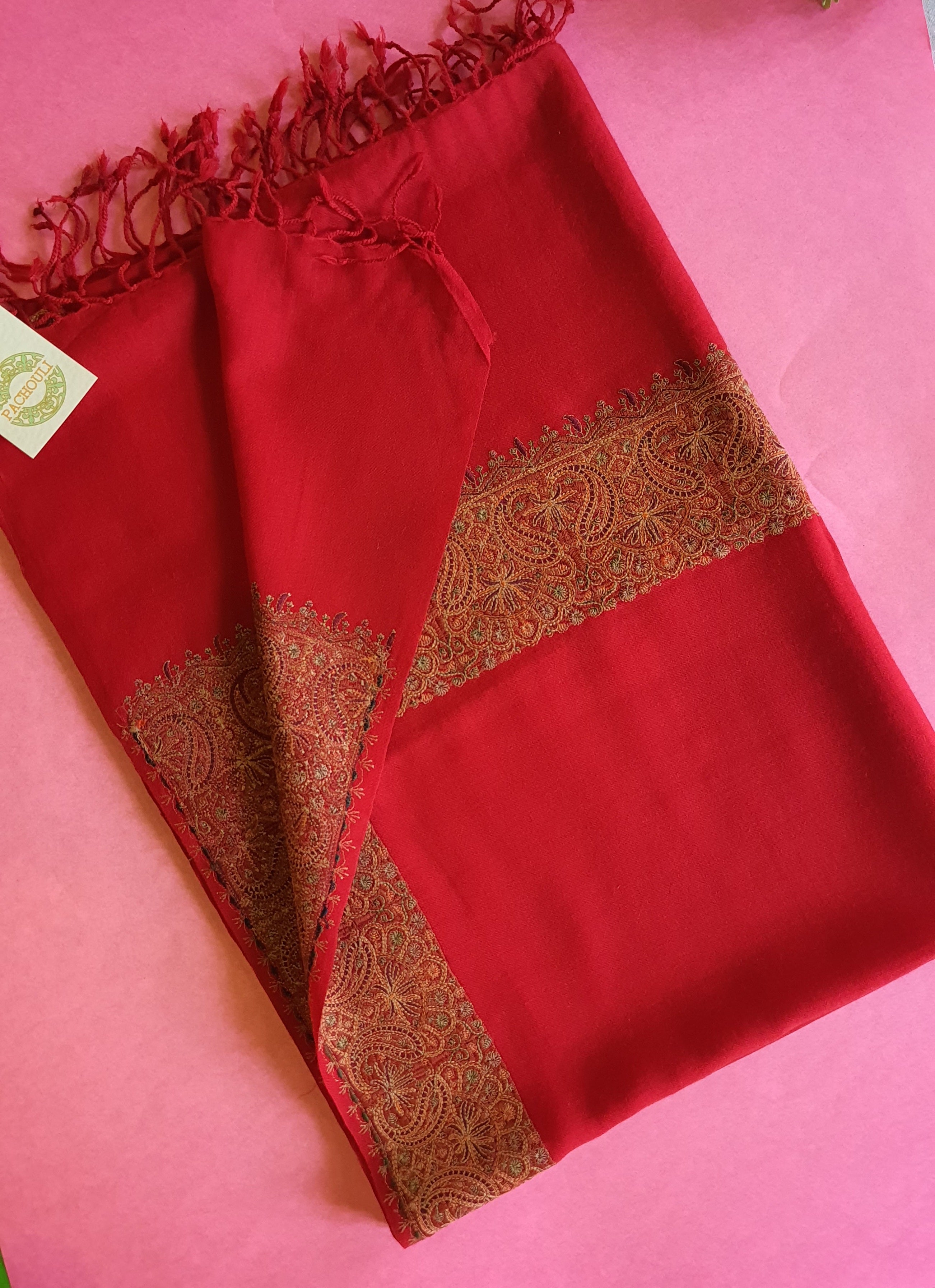 Women Pashmina Palla Buti Red