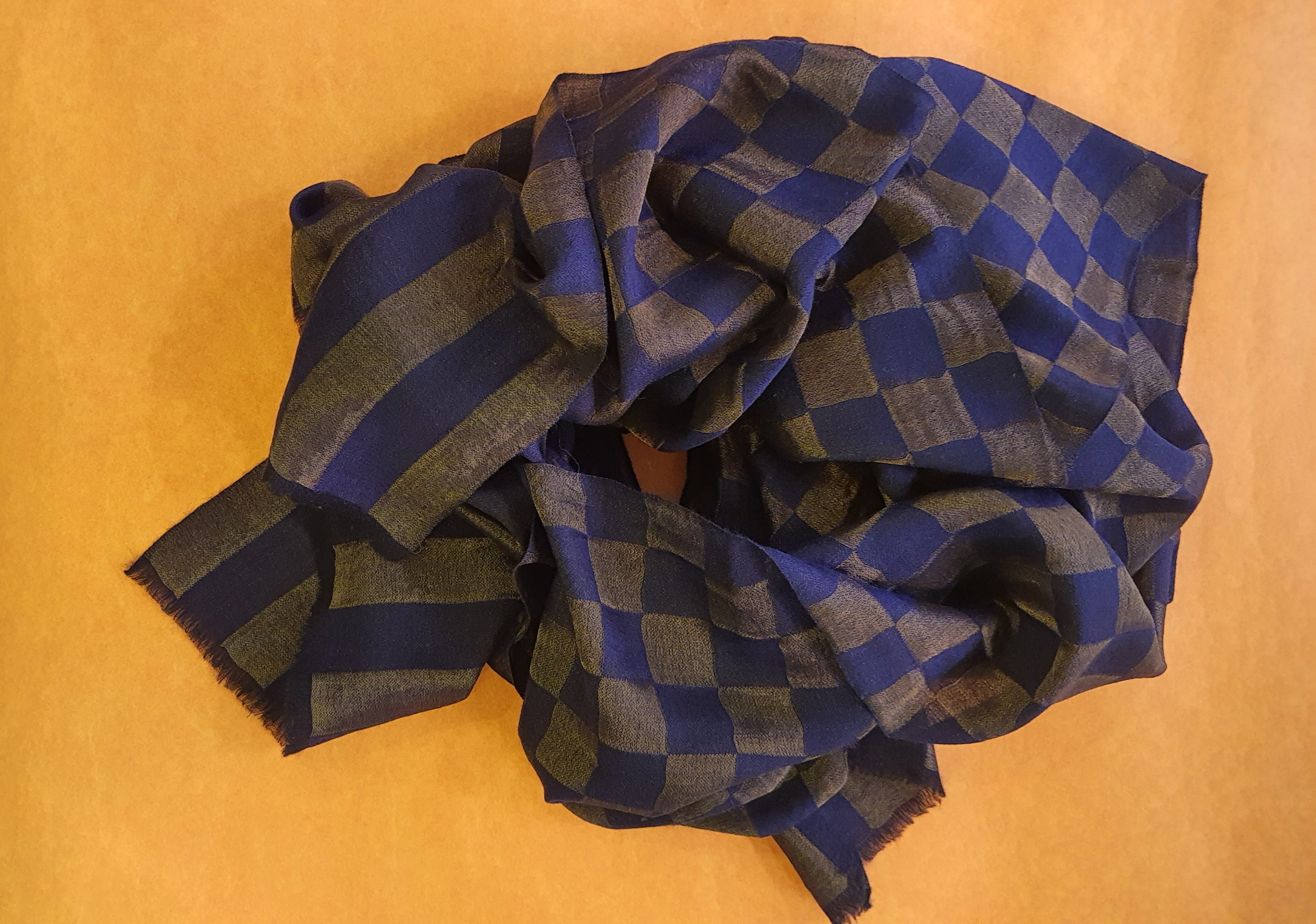 Women Pashmina Stole Checkered Blue