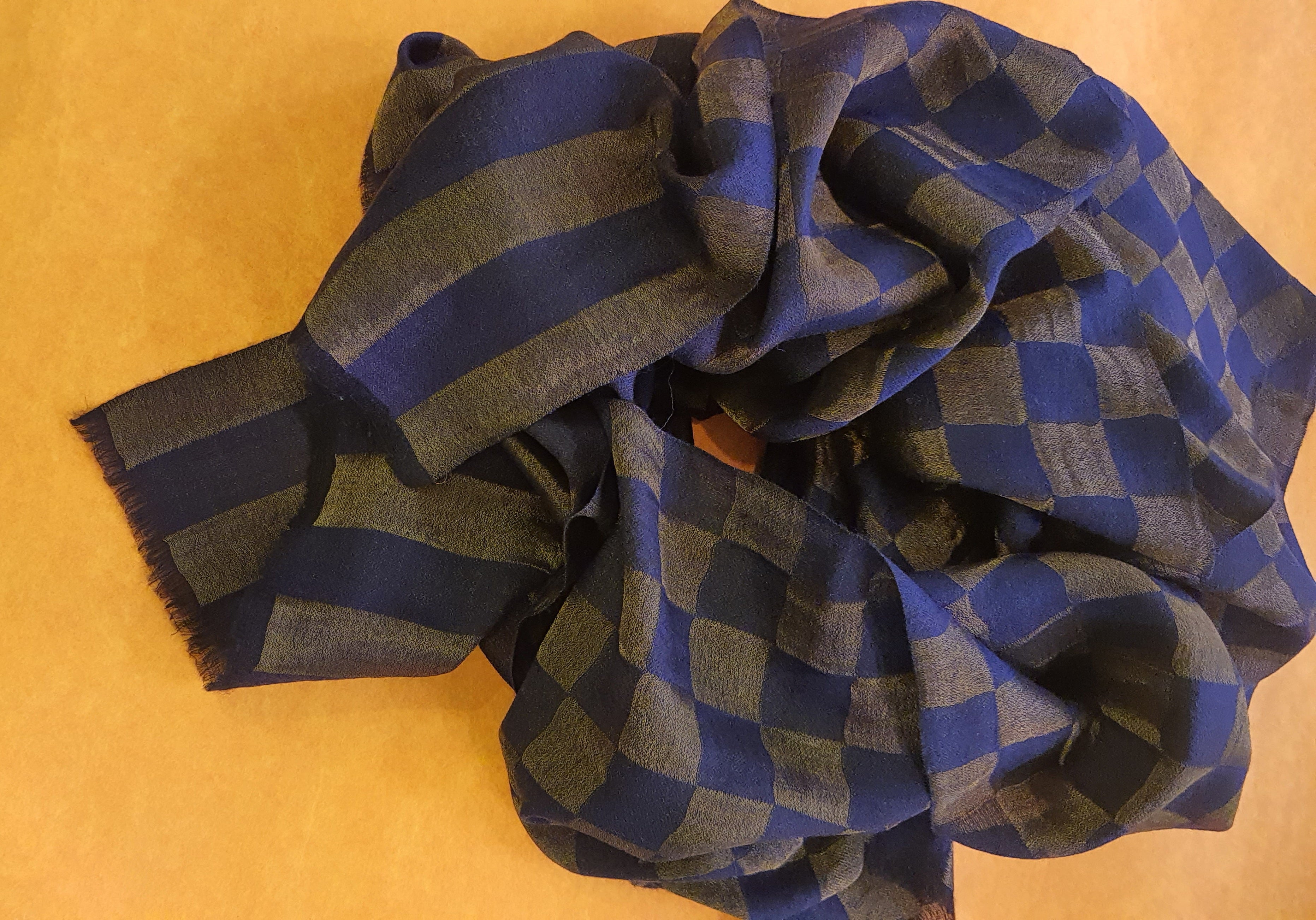 Women Pashmina Stole Checkered Blue