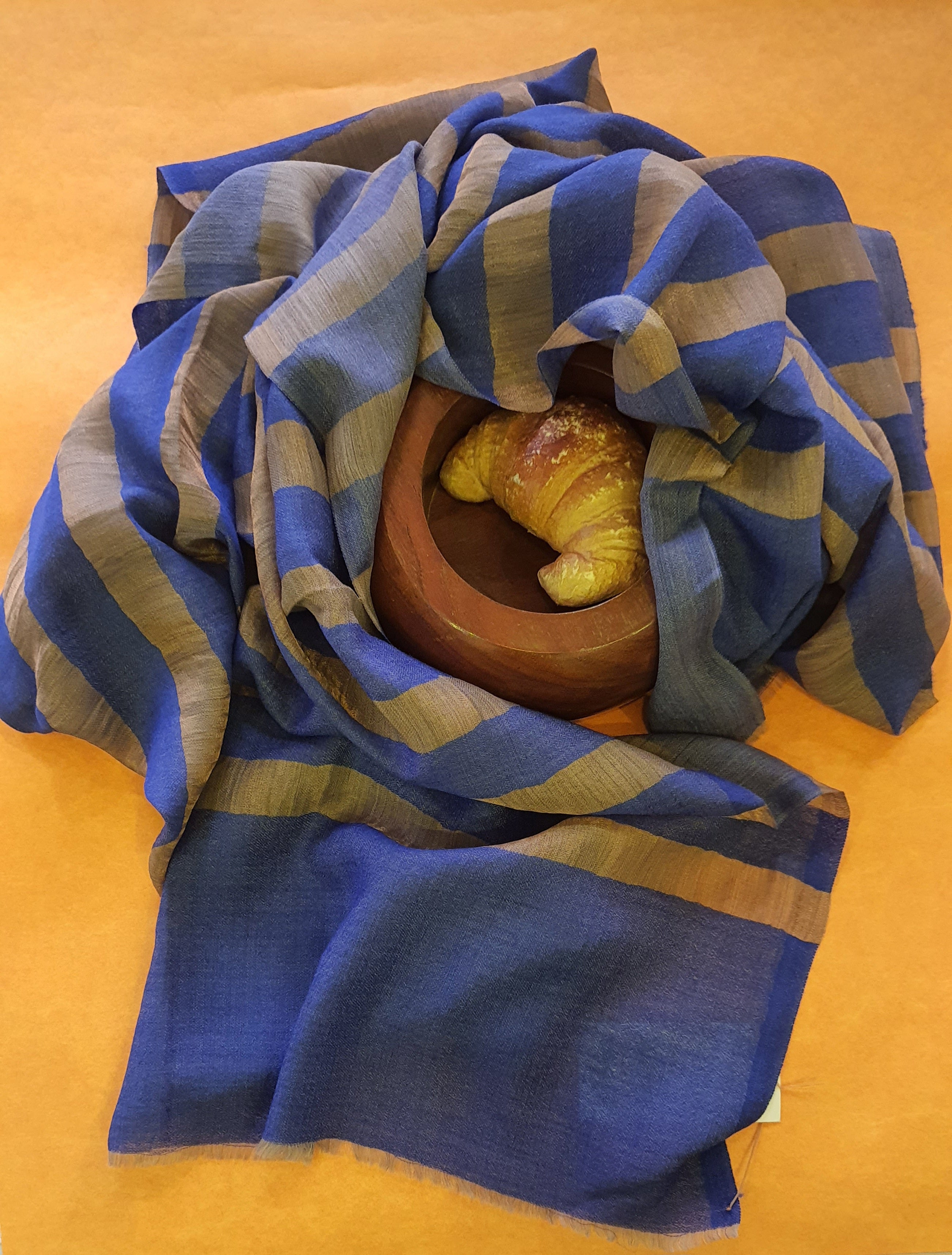 Women Pashmina Stole Striped Blue