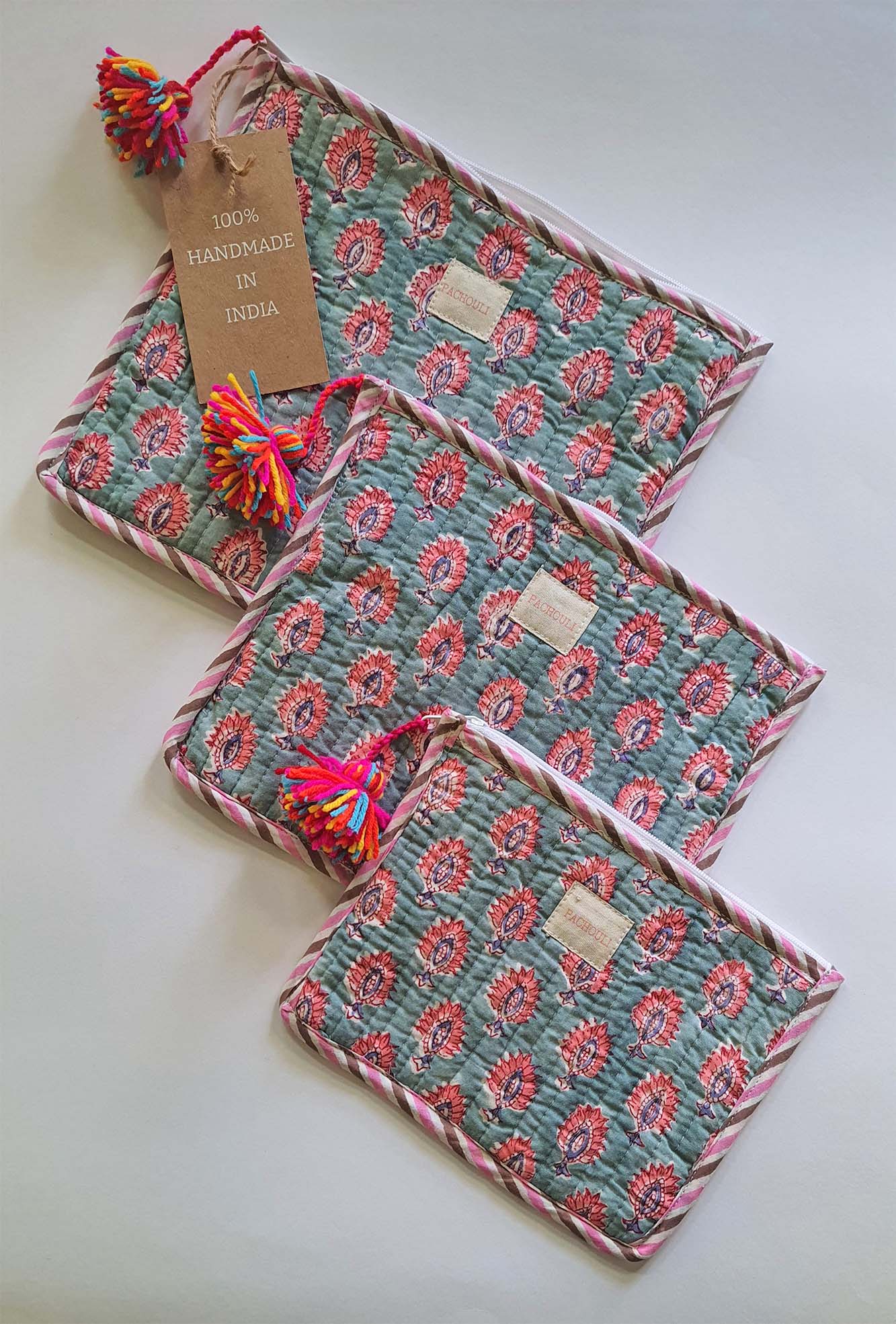 Pink Motifs Pouch Set of 3