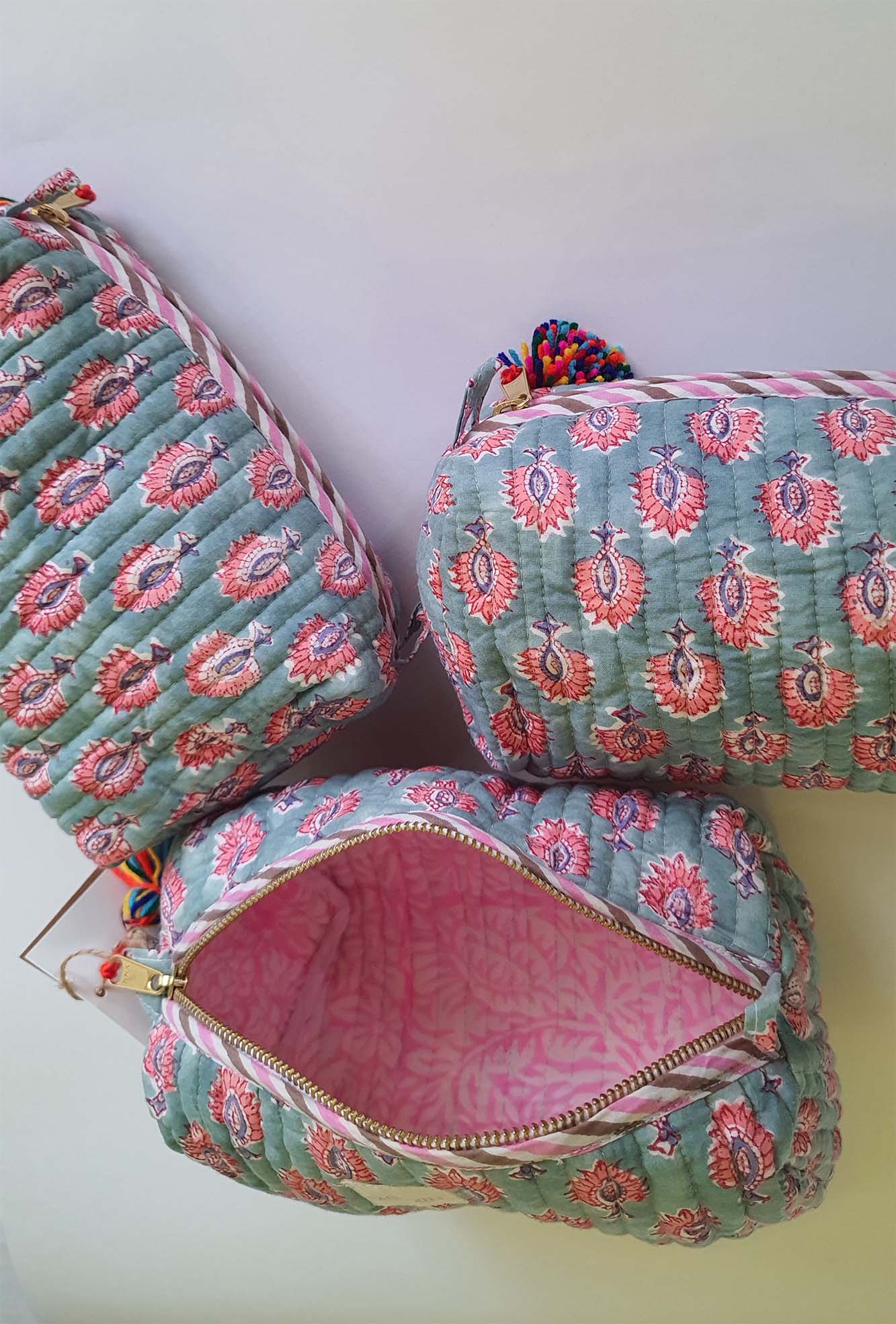 Pink Motifs Pouch Set of 3