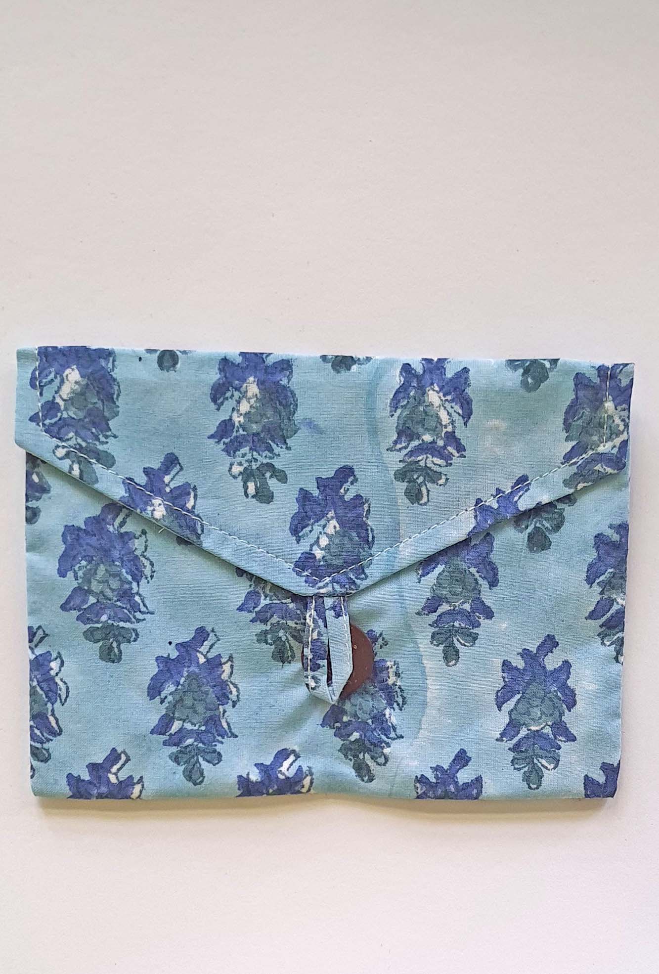 Blue Leaf Envelope Pouch