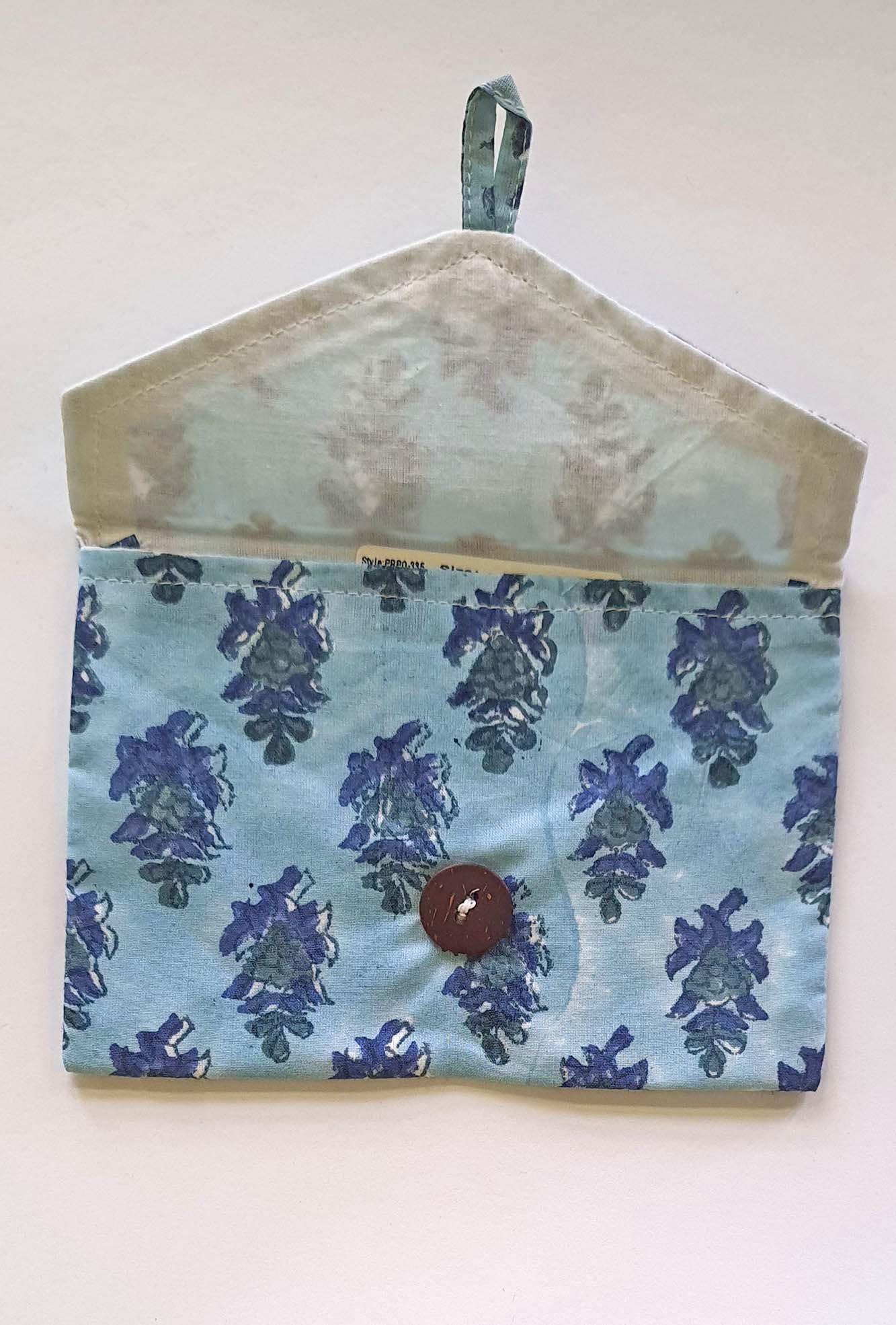 Blue Leaf Envelope Pouch