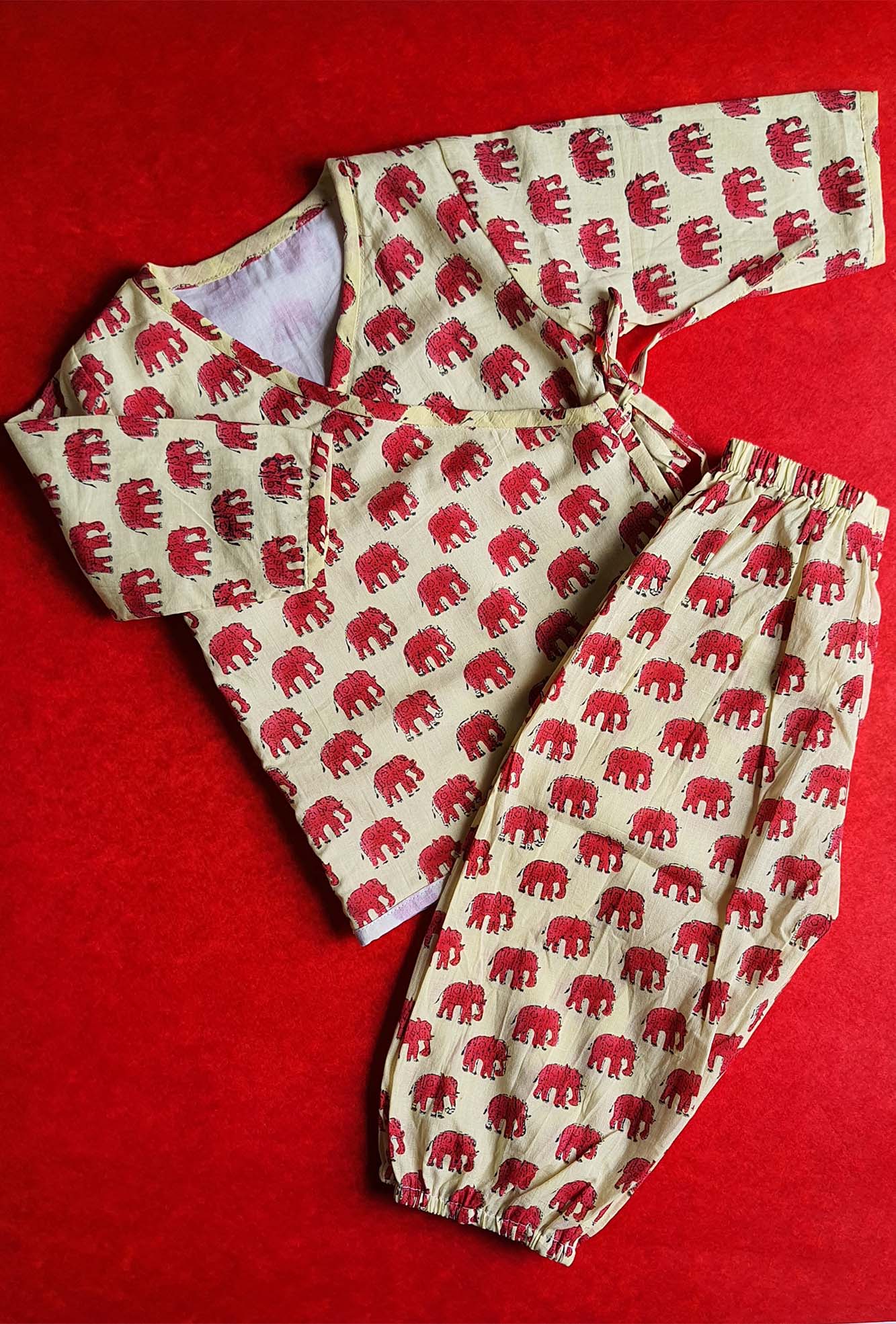 Red Elephant Angarakha Top With Pajama