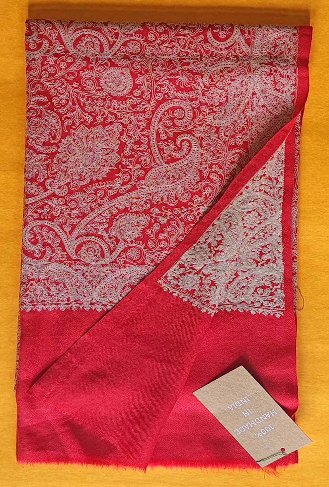 Pashmina Red Embroidered