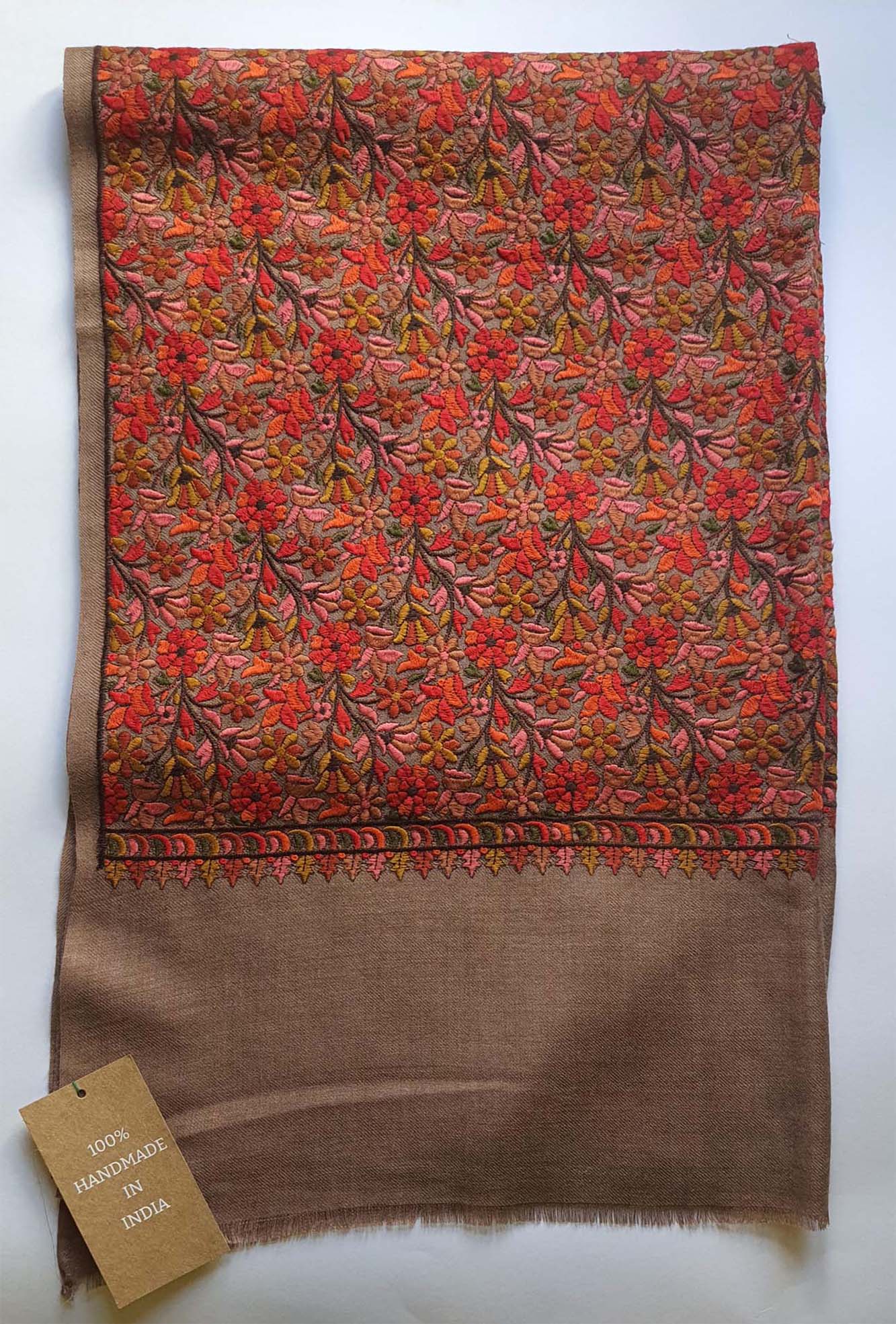 Pashmina Red Embroidered