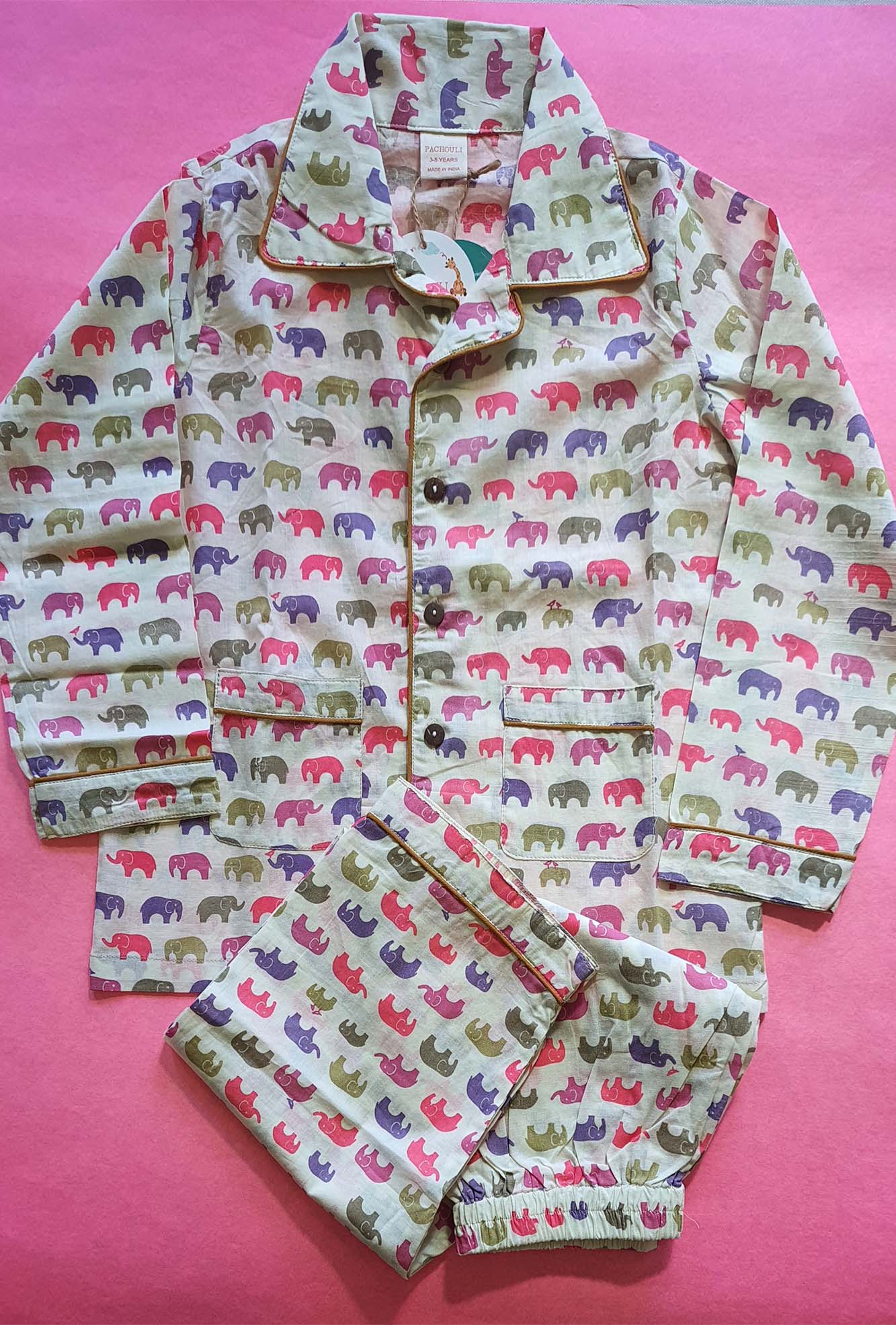 Multi Elephants Kids Night Suit