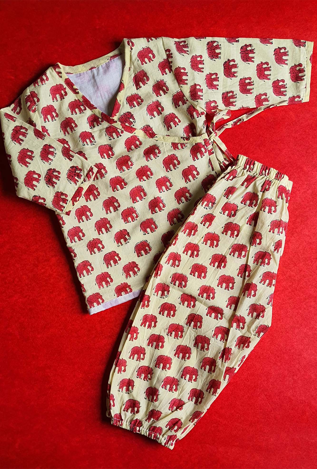 Red Elephant Angarakha Top With Pajama