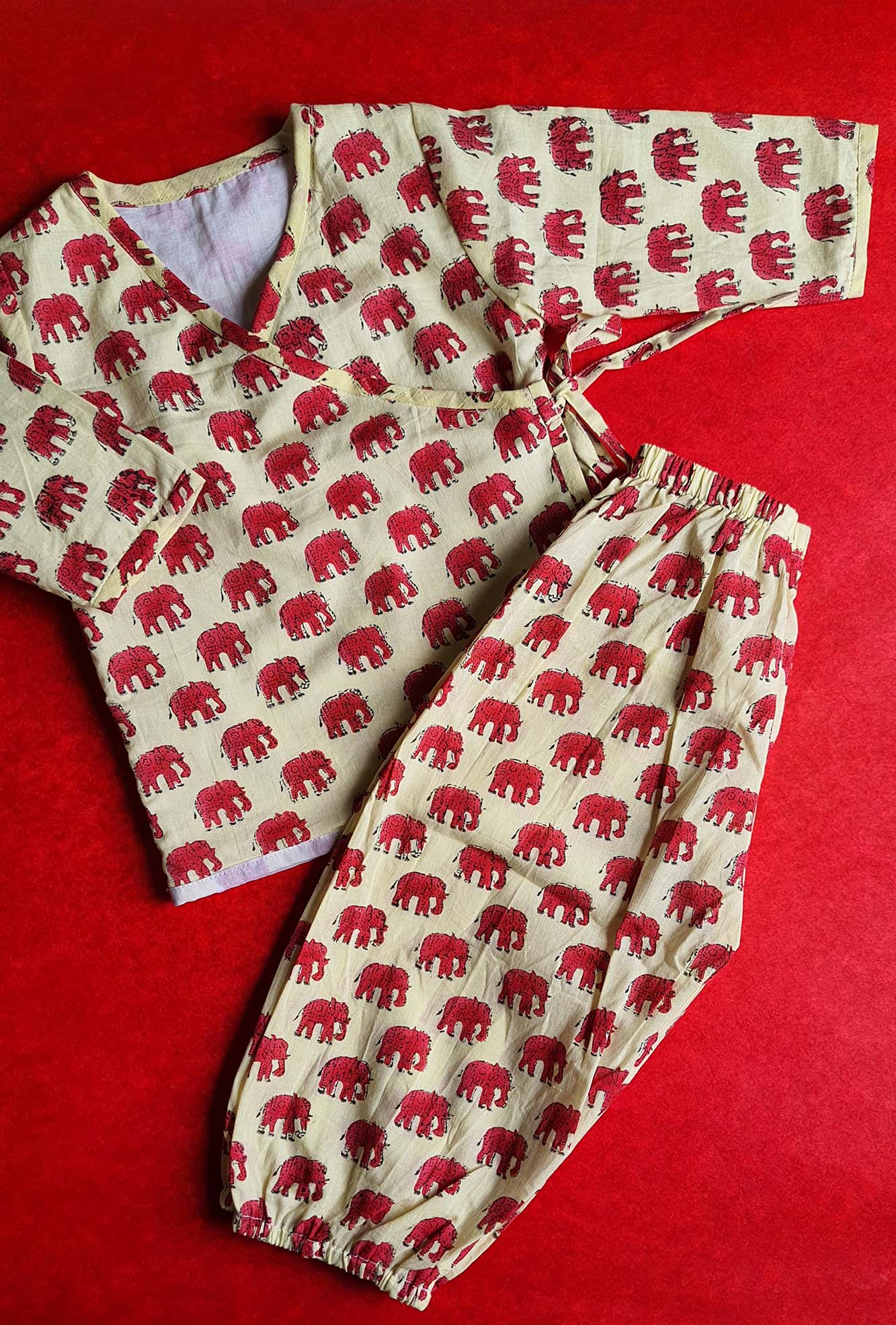 Red Elephant Angarakha Top With Pajama