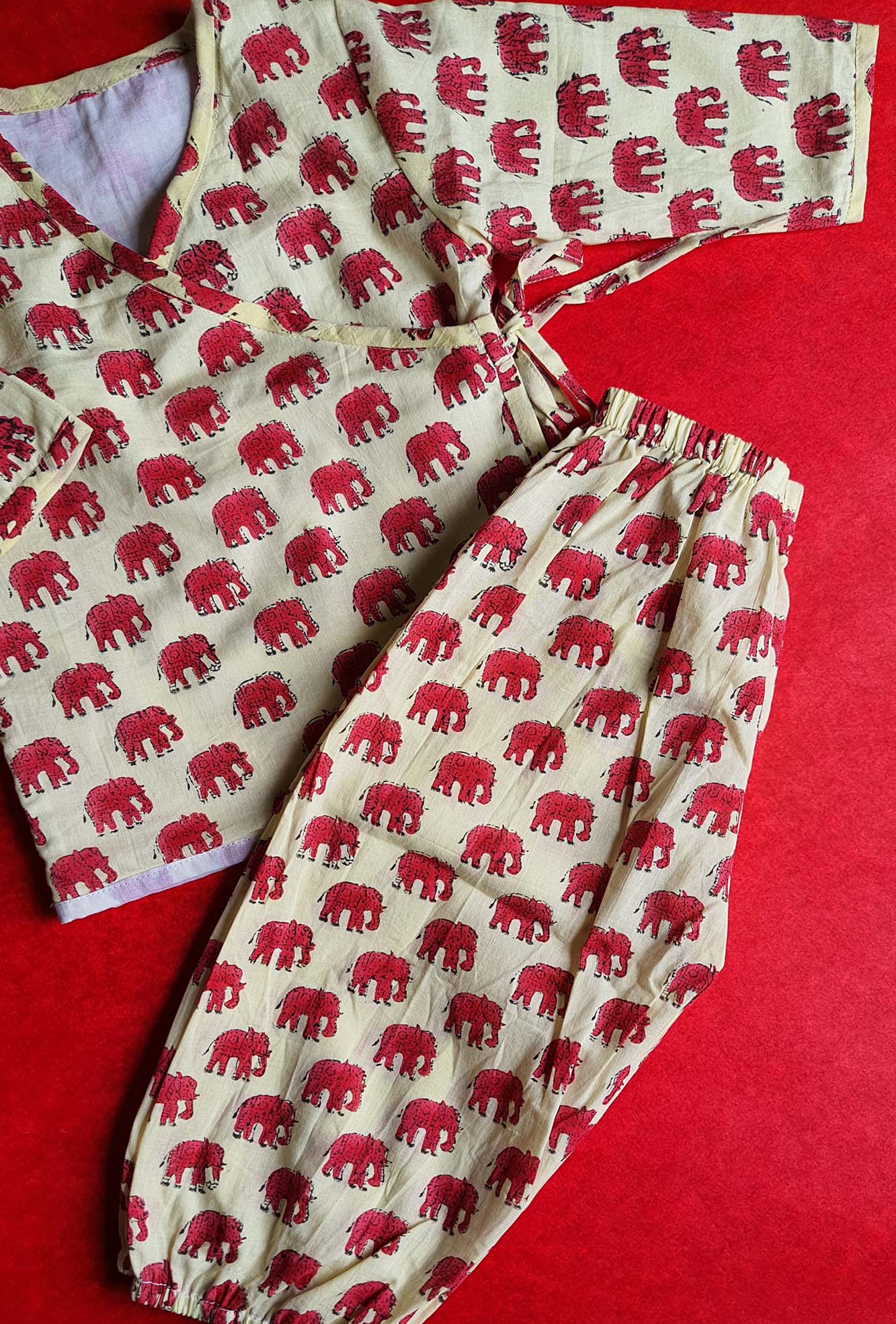 Red Elephant Angarakha Top With Pajama