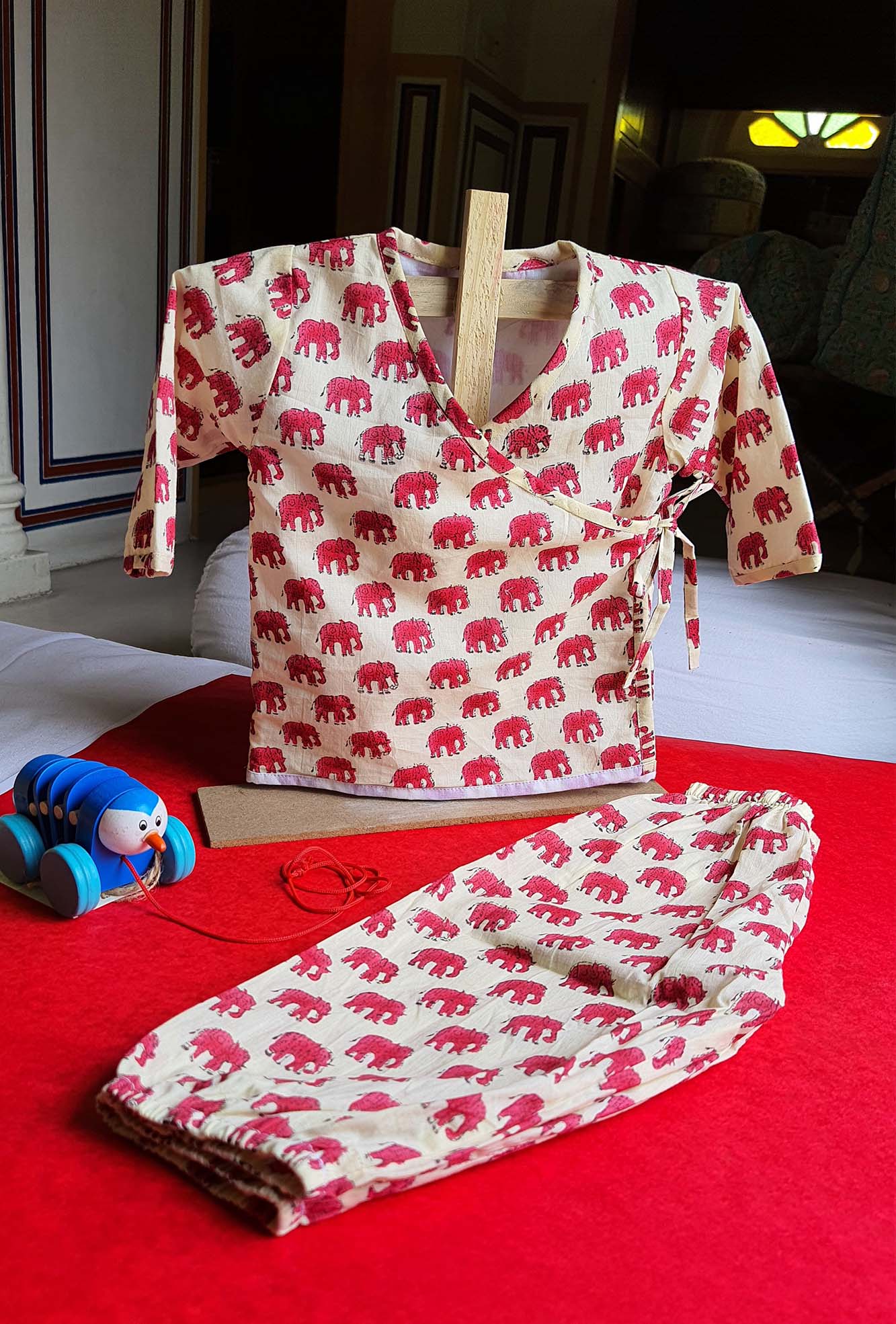 Red Elephant Angarakha Top With Pajama