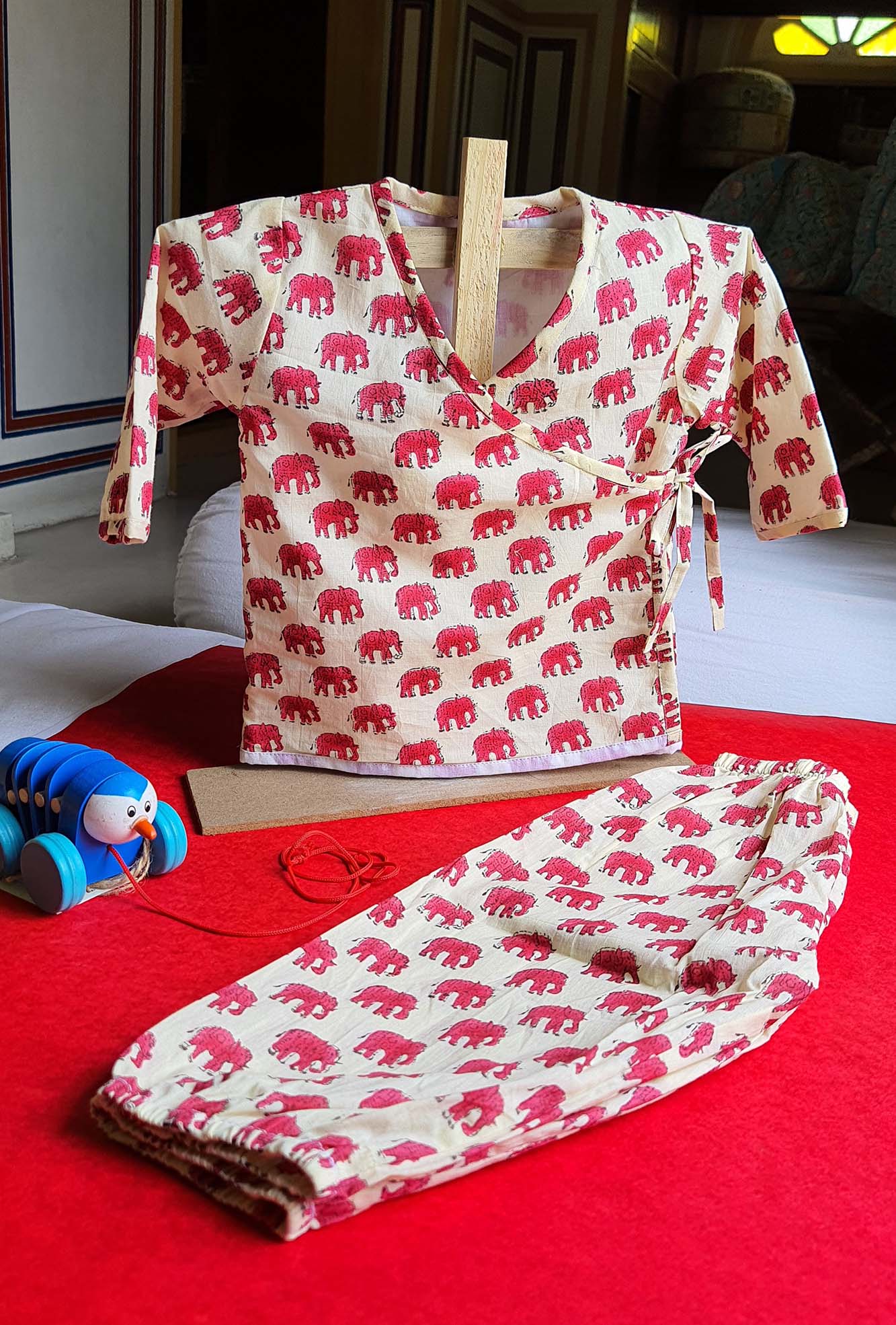 Red Elephant Angarakha Top With Pajama