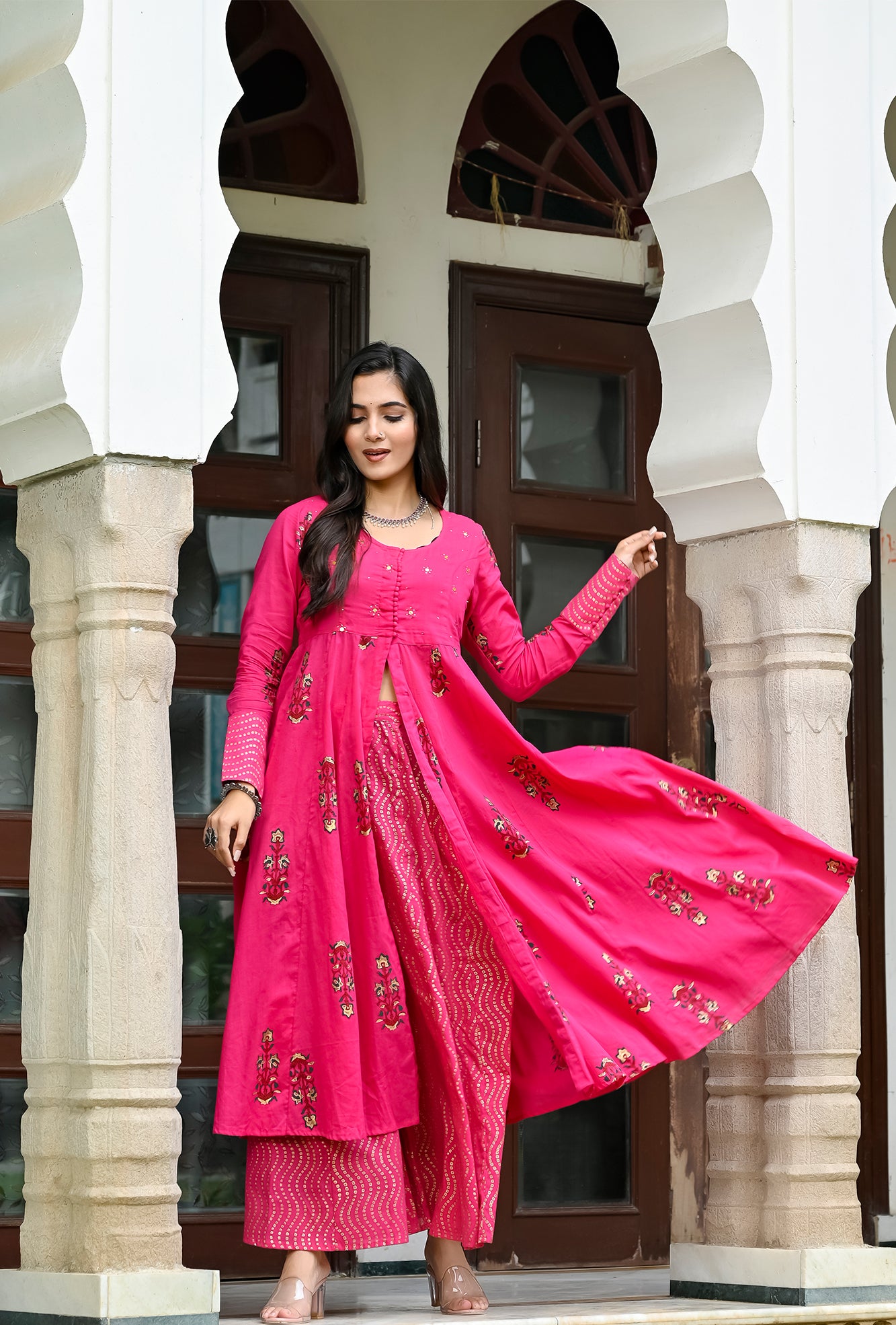 Utsav Pink Front Open Kurta Set