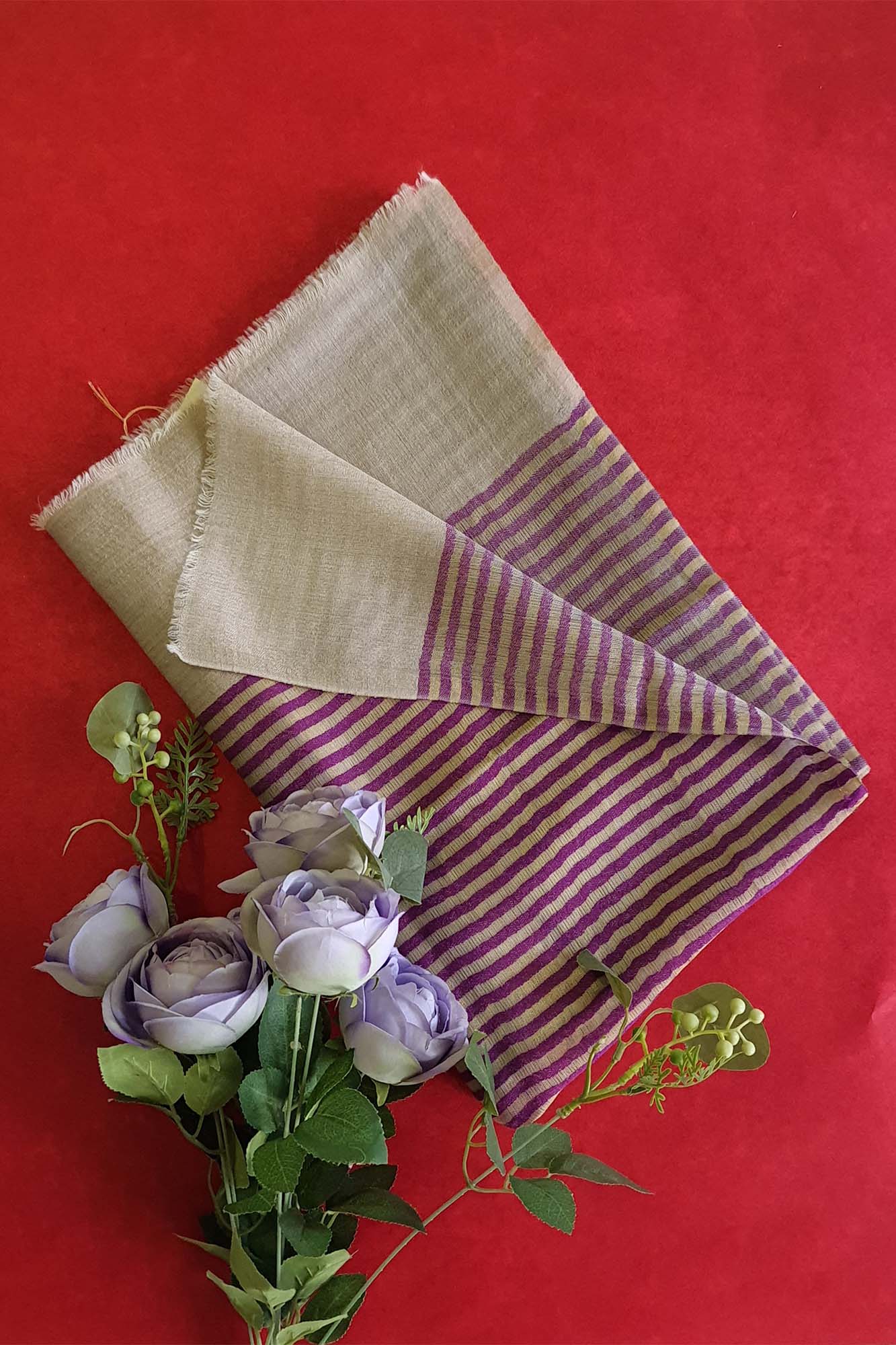 Women Pashmina Stole Striped Purple