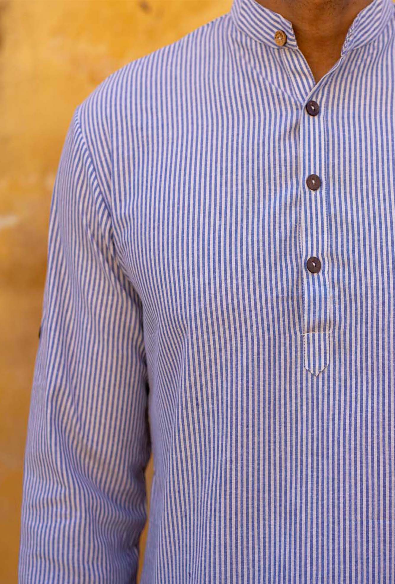 Blue Stripes Short Kurta