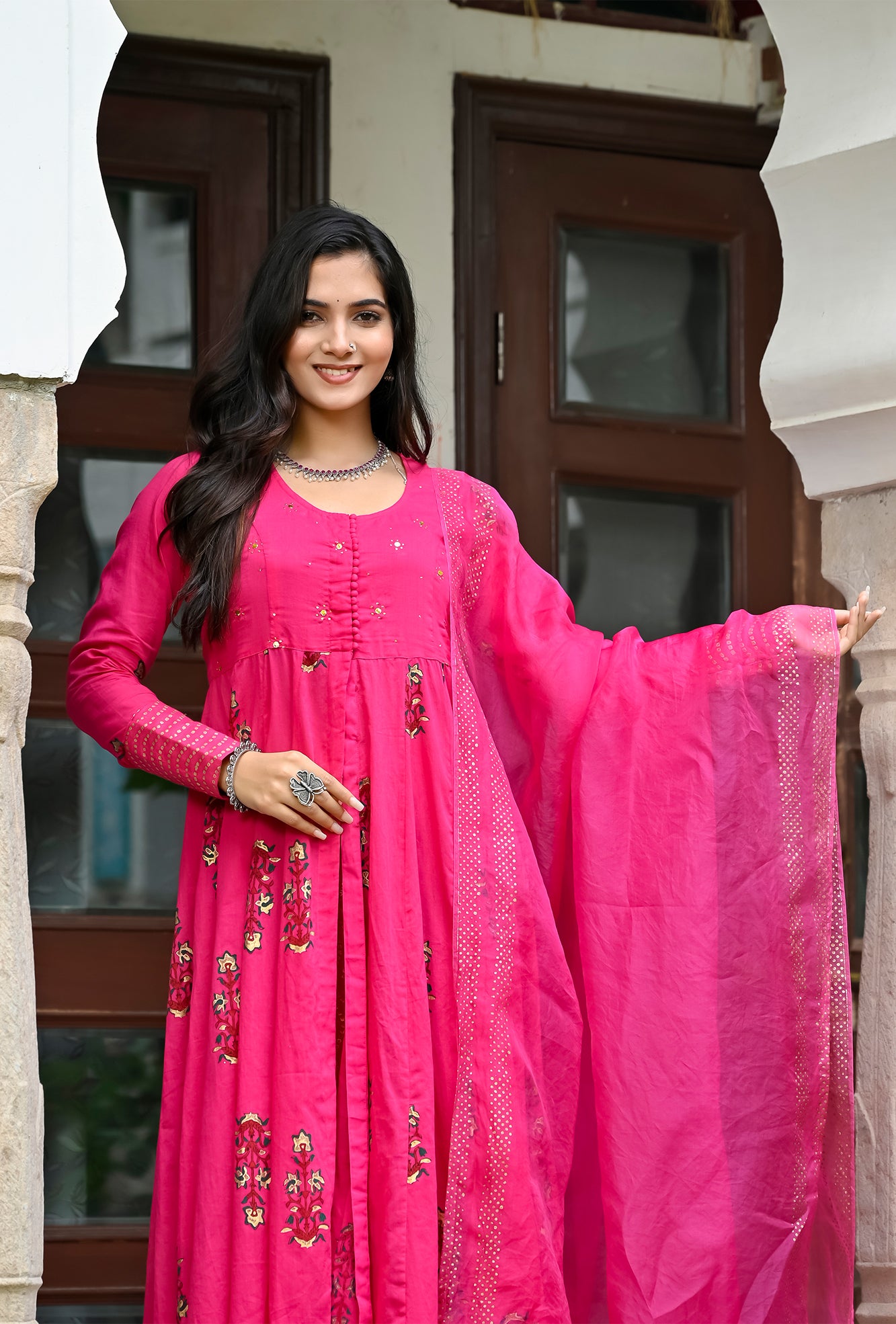 Utsav Pink Front Open Kurta Set