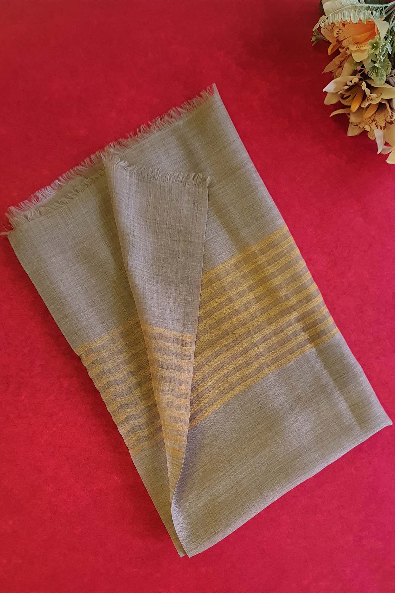 Women Pashmina Striped Yellow