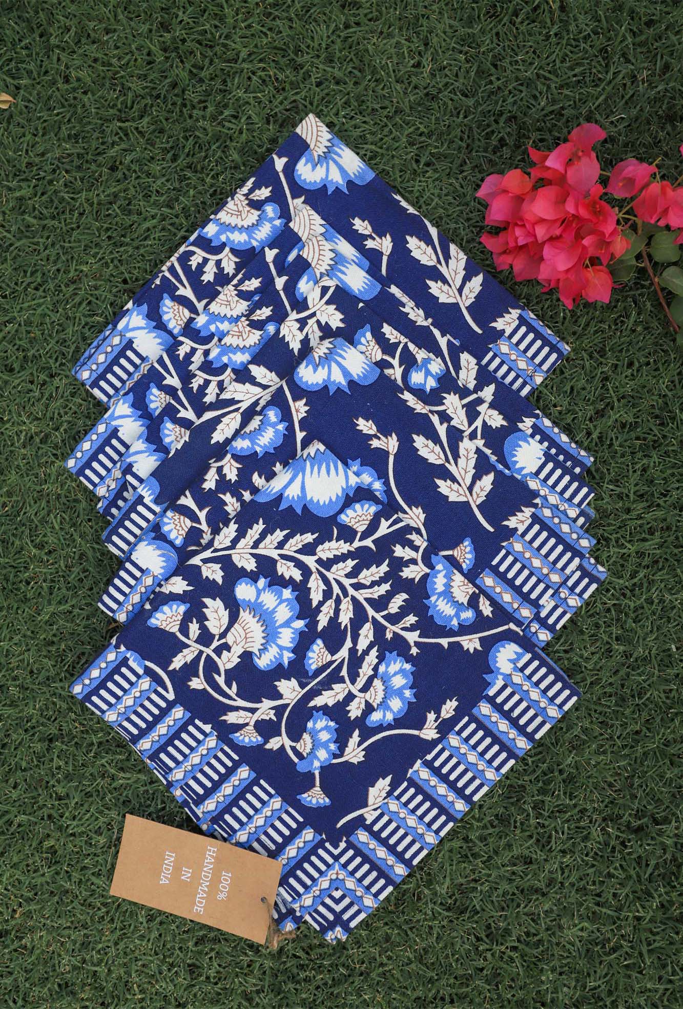 Napkin Set of 6 Blue Floral Jaal