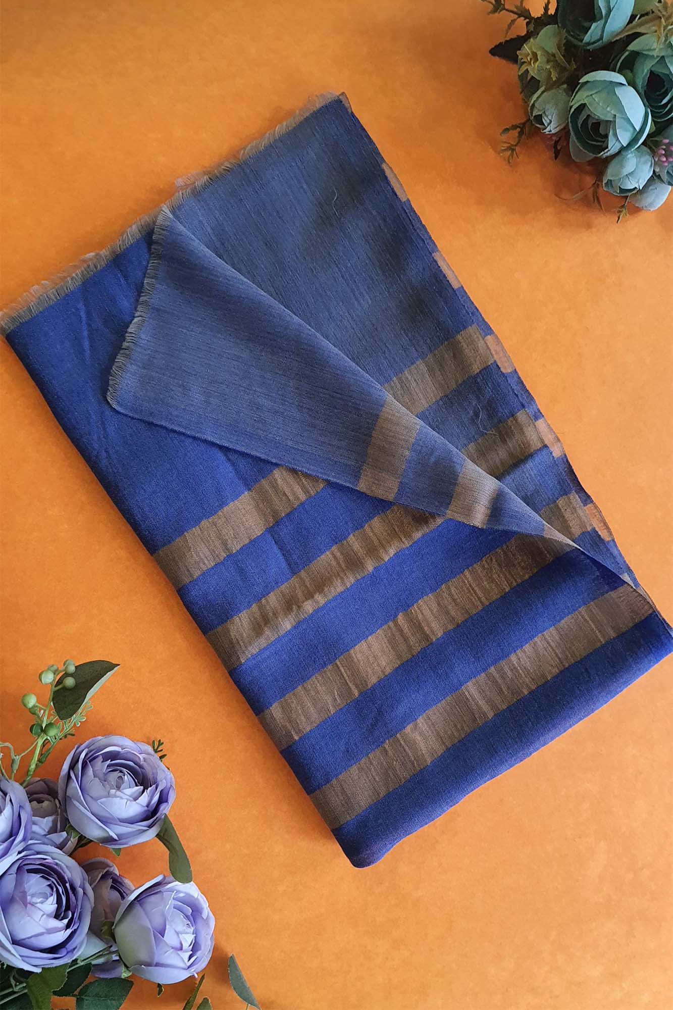 Women Pashmina Stole Striped Blue