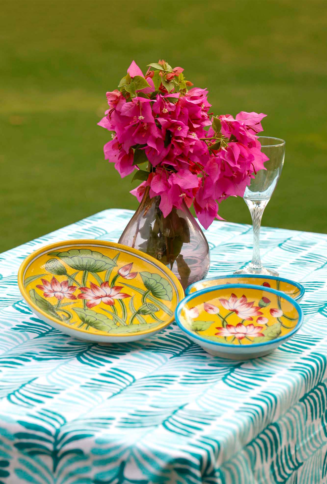 Table Cover Block Leaf Green