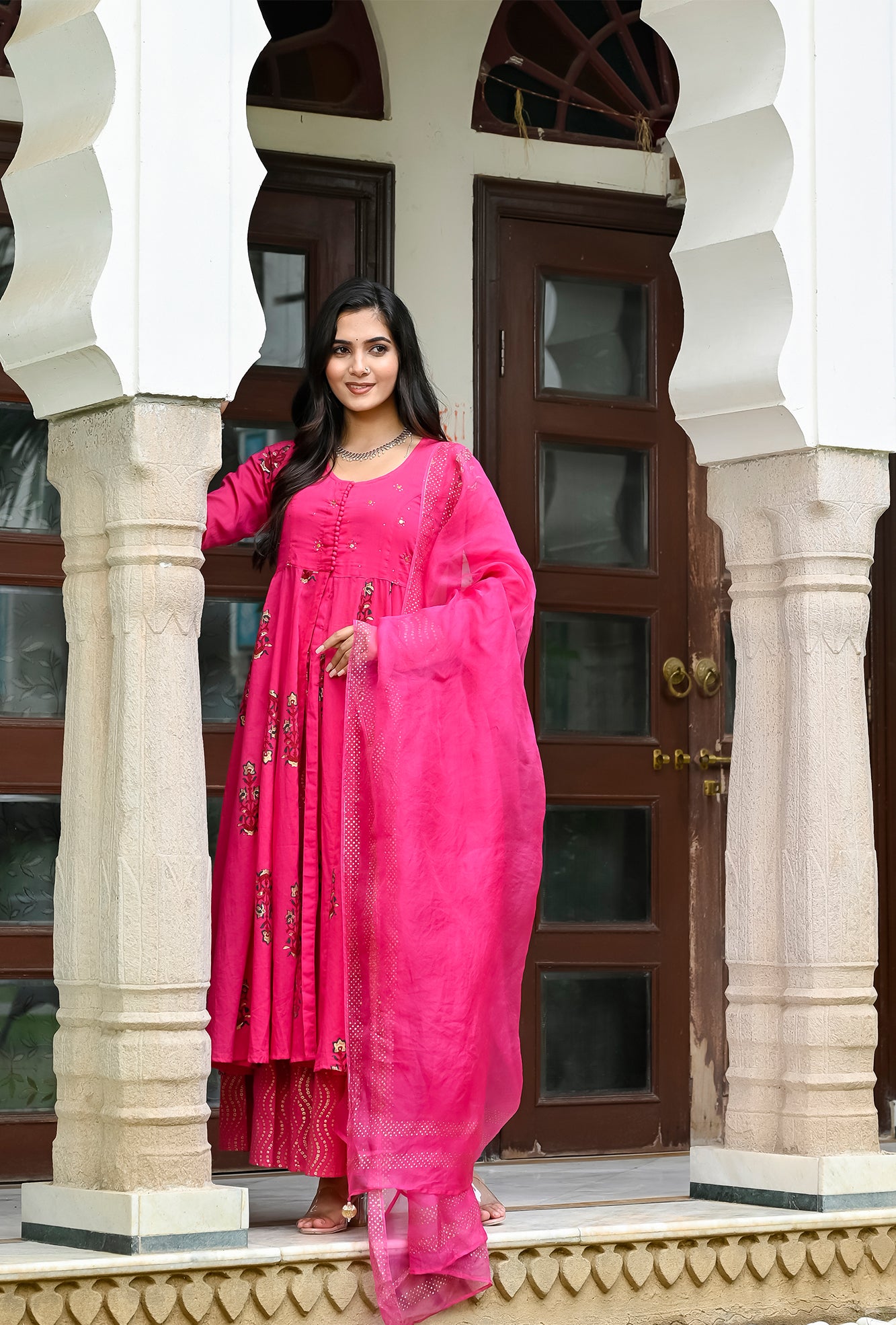 Utsav Pink Front Open Kurta Set