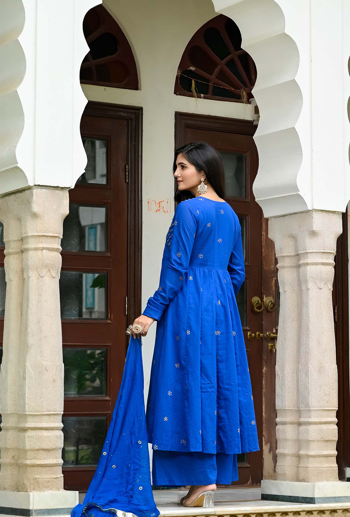 Utsav Blue Anarkali Suit Set of 3